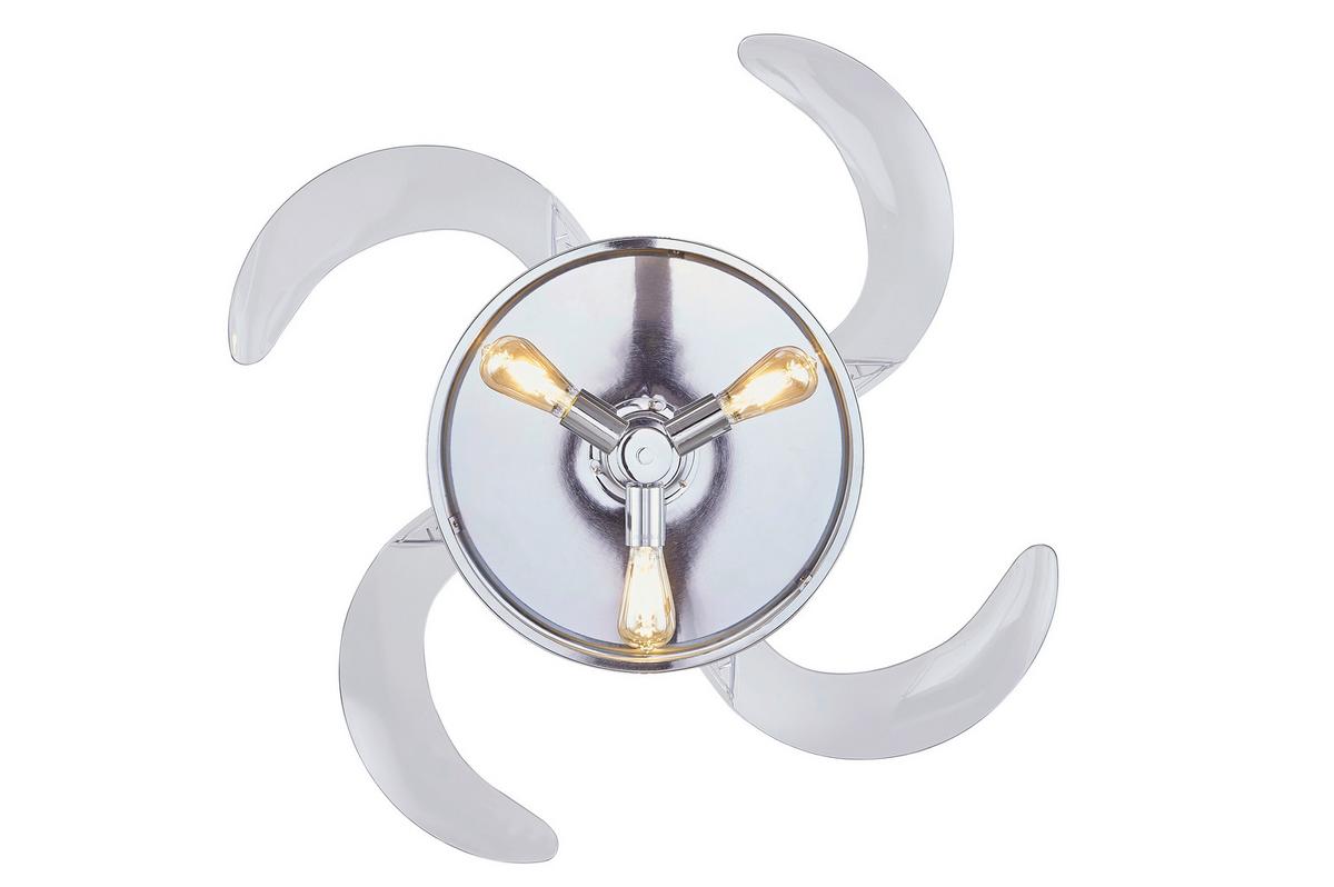 Deckenventilator Fanaway Chrom 4 Flügel, Led-Leuchte - Chromfarben/Transparent, Basics, Kunststoff/Metall (122/41cm) - P & B