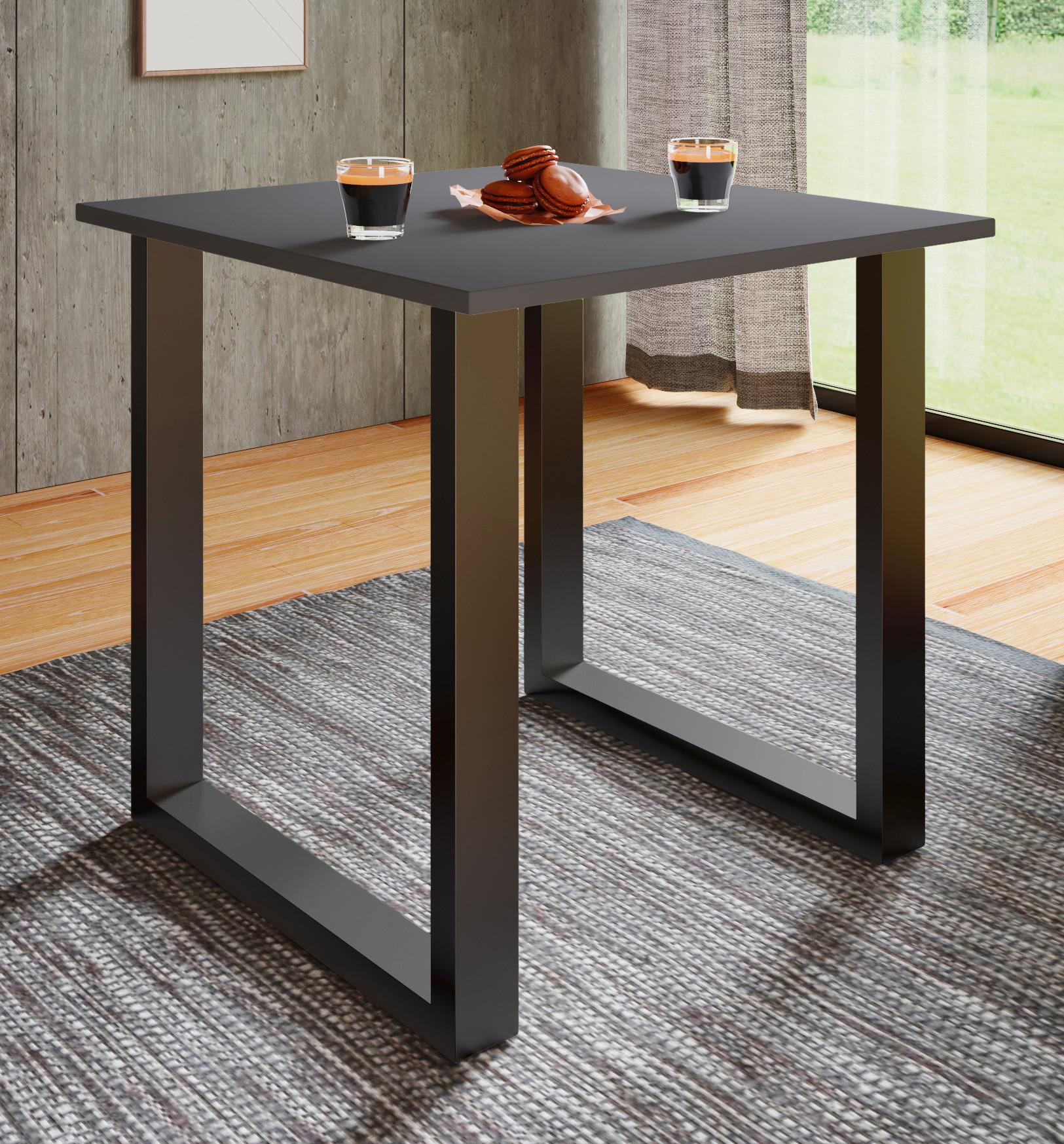 Esstisch Xona Anthrazit, Schwarz L: 80 cm - Anthrazit/Silberfarben, Design, Holzwerkstoff/Metall (80/80/76cm) - MID.YOU