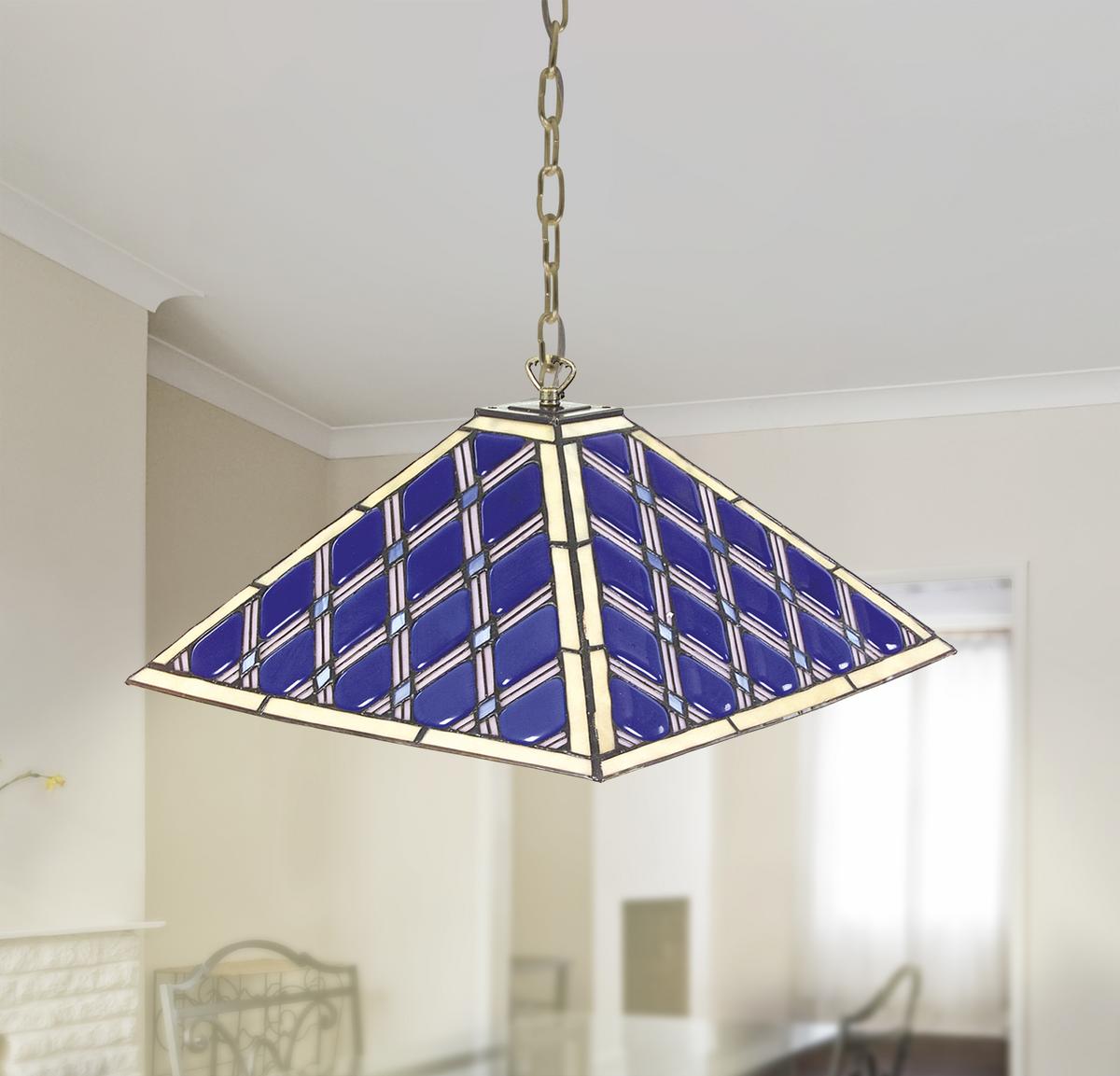 Hängeleuchte Tiifany Pyra H: 111cm 1-Flammig, dimmbar - Blau, Natur, Glas/Metall (40/40/111cm) - Näve