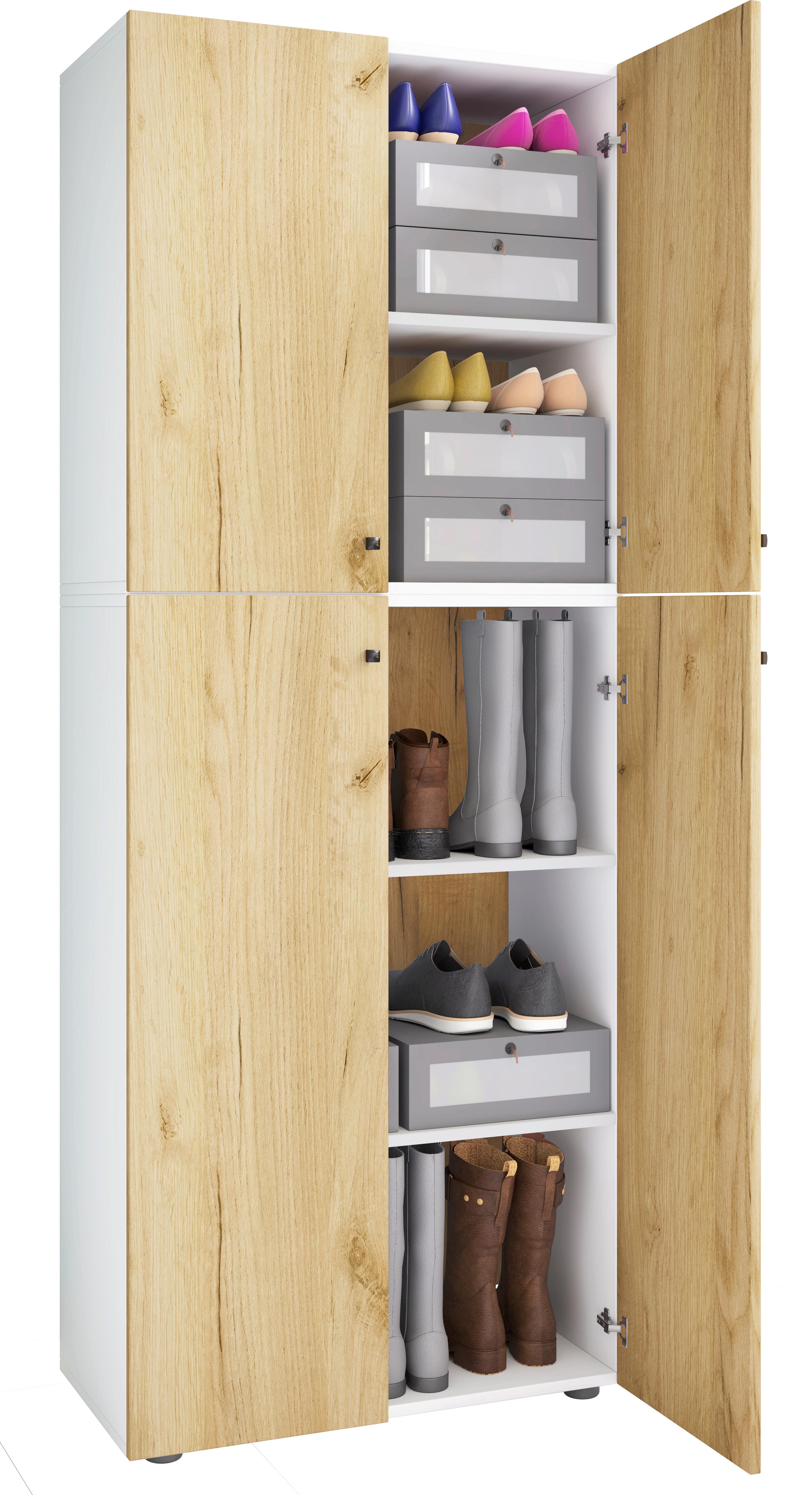 Drehtürenschrank 70cm Lona Weiß/honigeiche