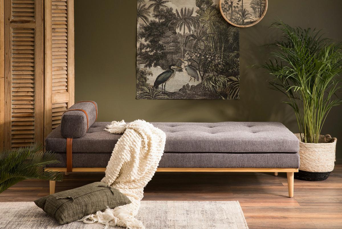 Chaiselongue Daybed Samt Anthrazit B: 180 Cm - Anthrazit/Naturfarben, MODERN, Textil (180/42/75cm) - Livetastic