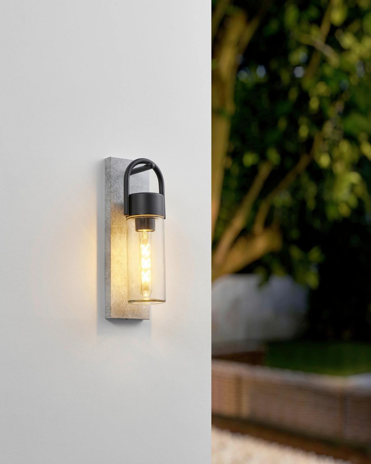 Außenwandleuchte Carraro 60w Metall Glas, Wandmontage - Klar/Schwarz, KONVENTIONELL, Glas/Metall (13/11,5/38cm) - Eglo