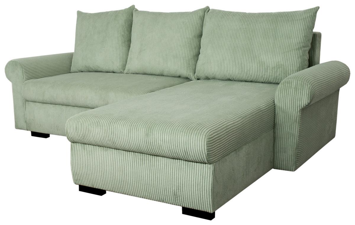 Eckschlafsofa Vasco Grün S: 233x168 cm - Schwarz/Grün, Trend, Textil (233/168cm)