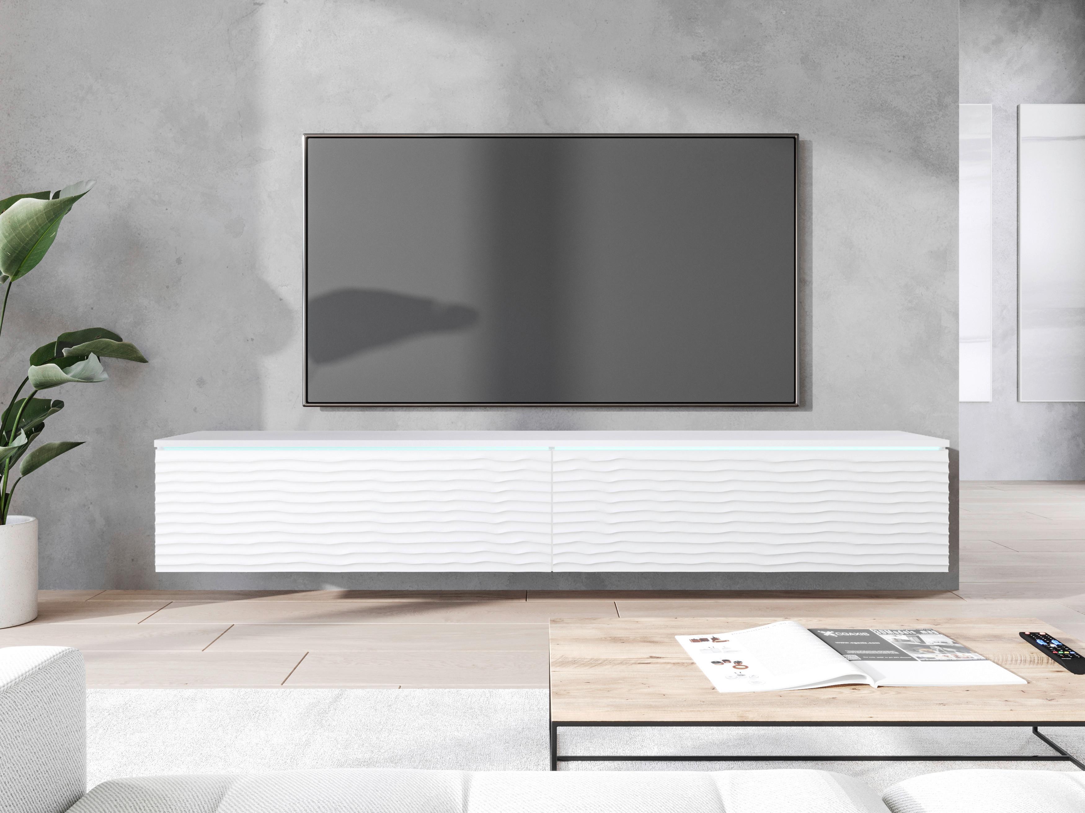 NÍZKA KOMODA D180 WEISS B: 180 CM - sivá/biela, Lifestyle, kompozitné drevo/plast (180/30/33cm) - P & B
