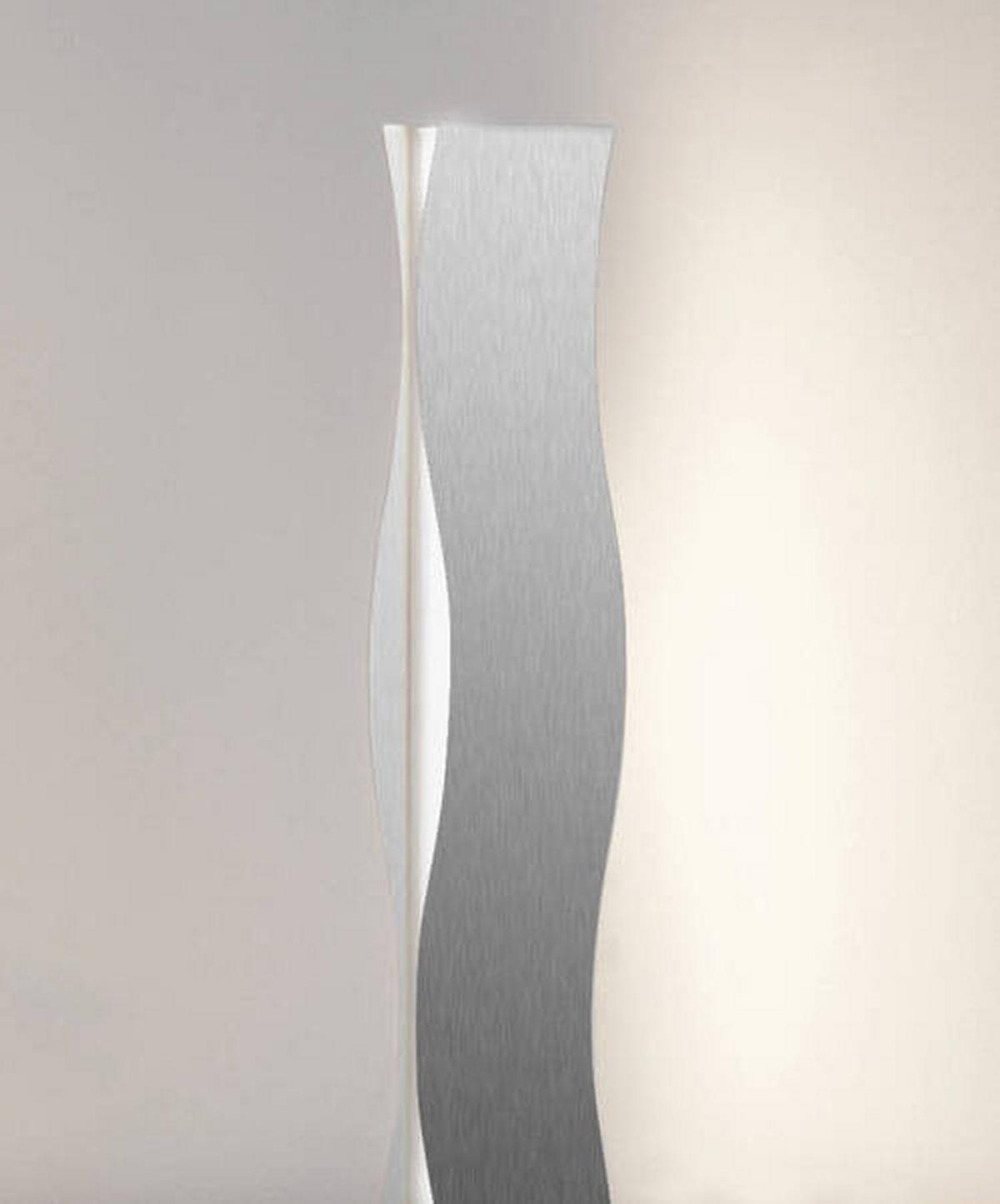 LED-Stehlampe Wave dimmbar Nickelfarben Fußschalter - Nickelfarben, Design, Metall (26/177/16cm)