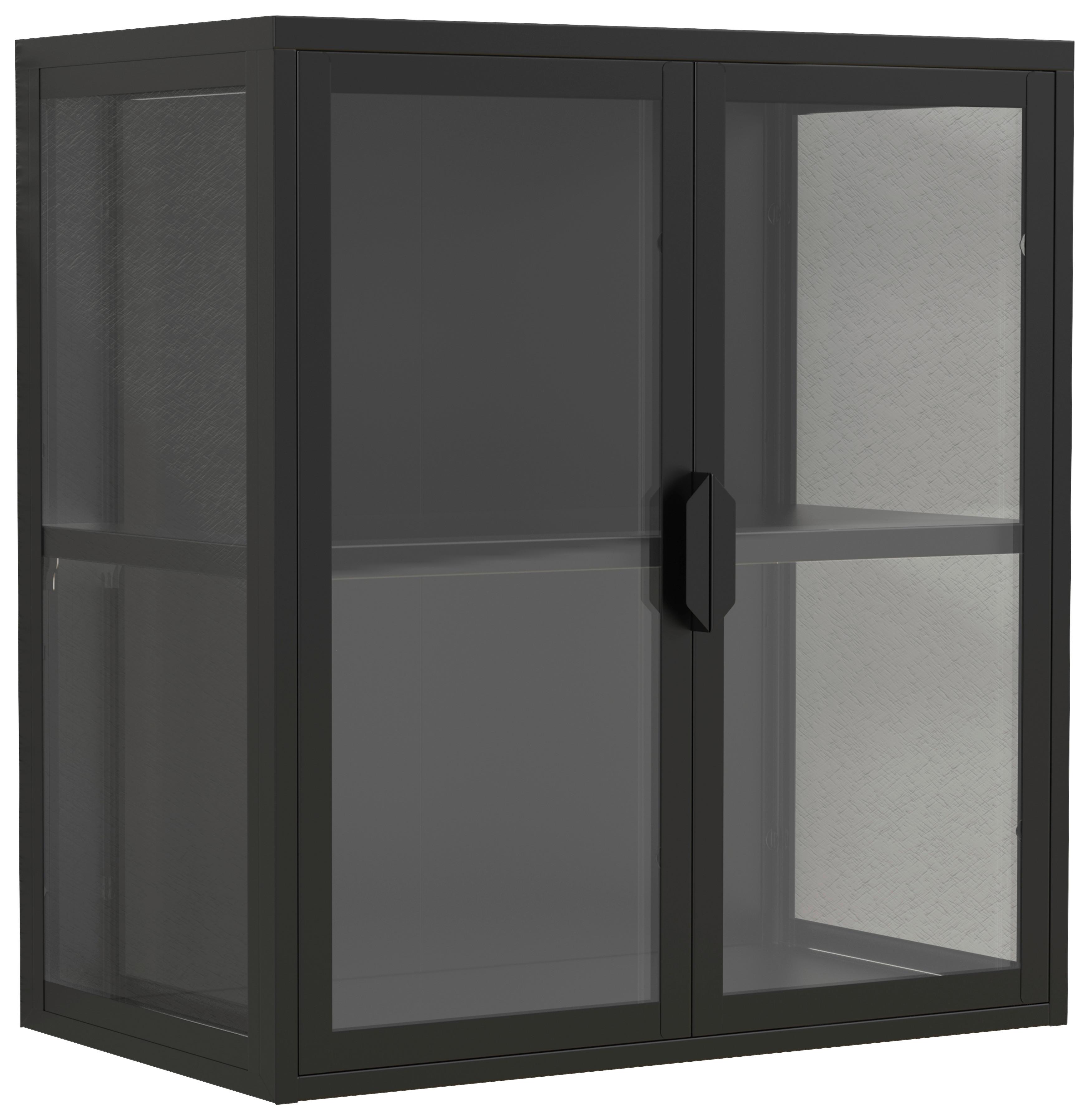Hängevitrine Flokas Schwarz B: 60 cm - Transparent/Schwarz, Design, Glas/Metall (60/65/35cm) - MID.YOU
