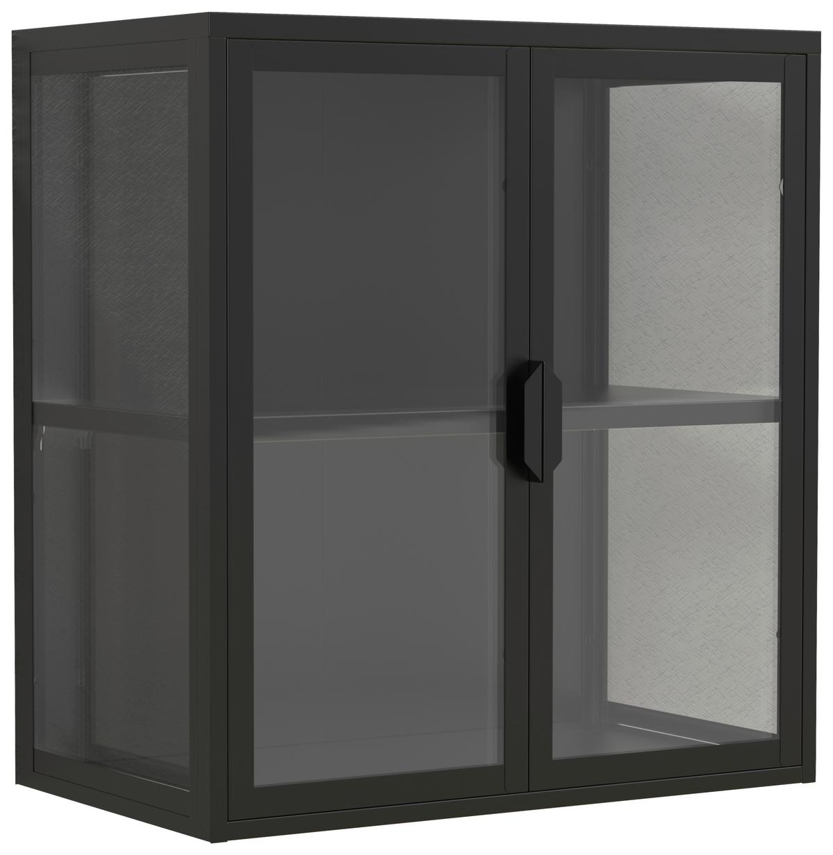 Hängevitrine Flokas Schwarz B: 60 cm - Transparent/Schwarz, Design, Glas/Metall (60/65/35cm) - MID.YOU