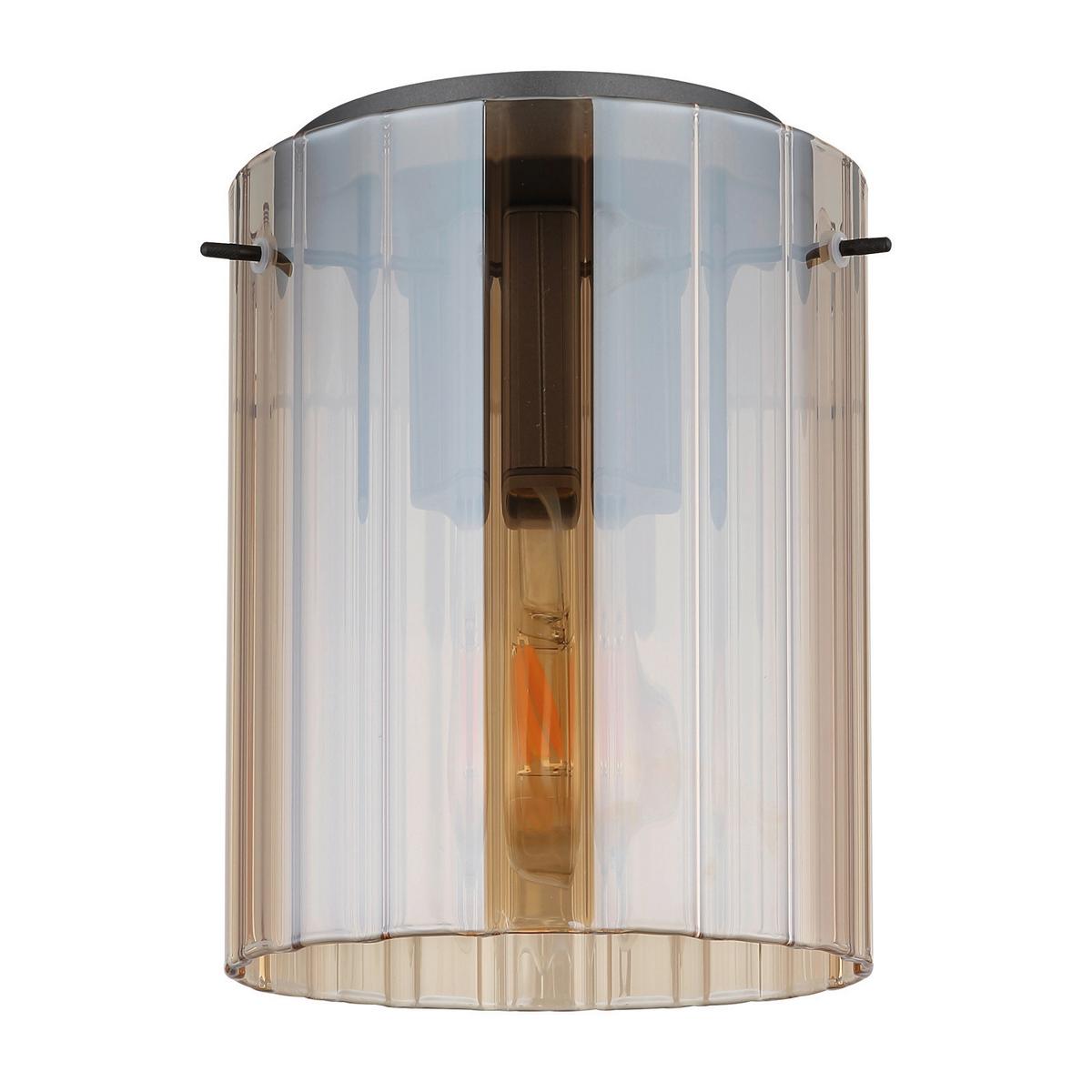Deckenleuchte 15904da - Dunkelgrau/Bernsteinfarben, Basics, Glas/Metall (18/23cm) - Globo