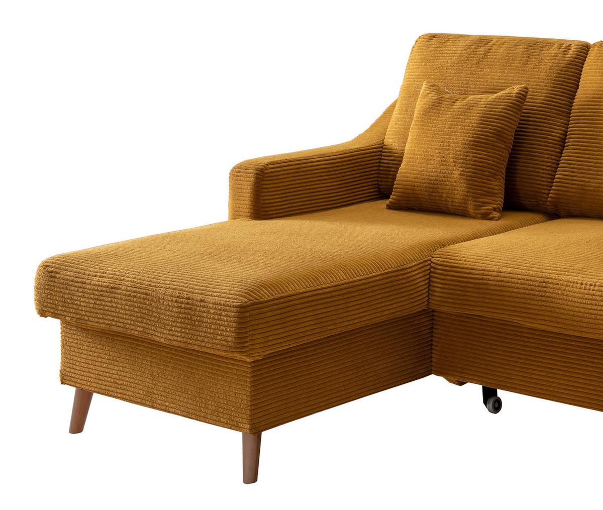 Ecksofa Valentina - Goldfarben/Naturfarben, Design, Textil (150/228cm) - P & B