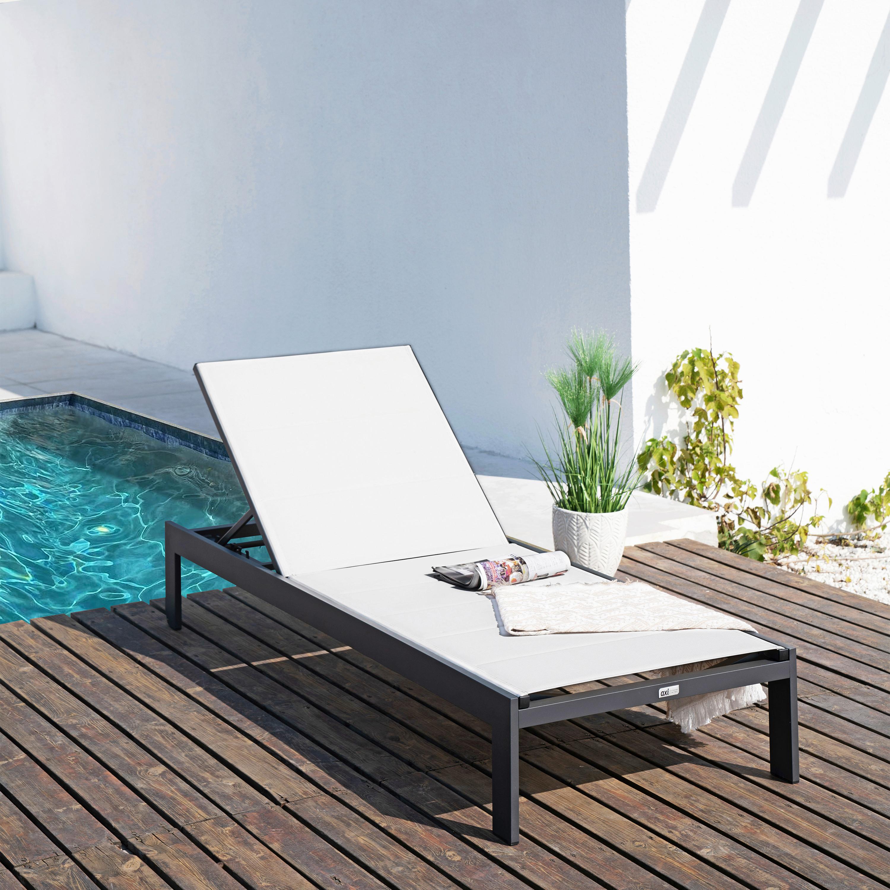 Gartenliege A090.071.54 - Anthrazit/Creme, Basics, Textil/Metall (200/75/31cm) - Ambia Garden