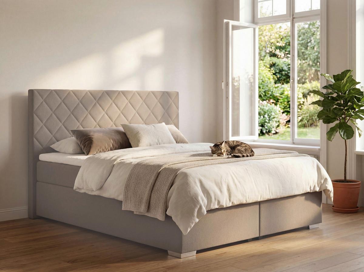 Čalouněná postel KLARA 180x200cm, cappuccino - cappuccino, Moderní, dřevo/textil (180/200cm)