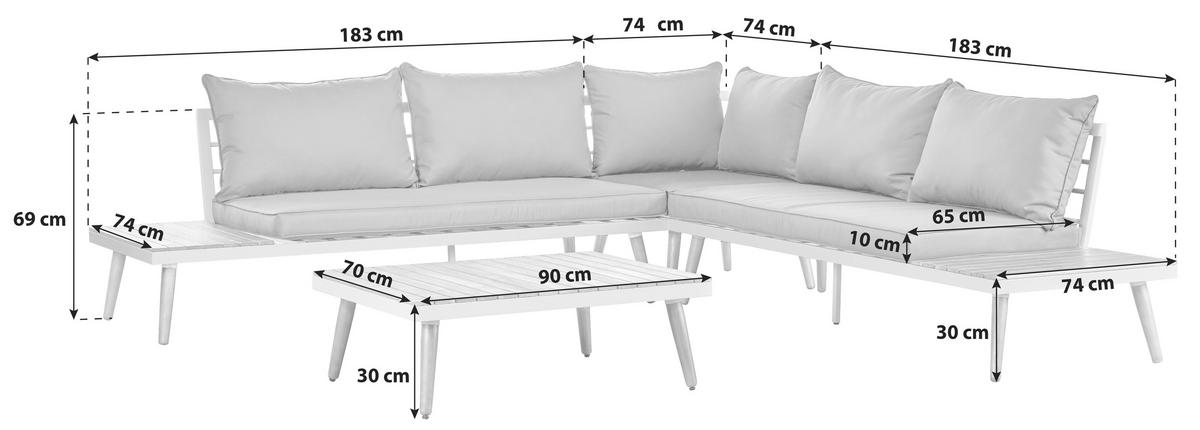 Lounge Garnitúra Madeira - akácia színű/sötétszürke, Modern, textil/fa (90/30/70cm) - Beldano