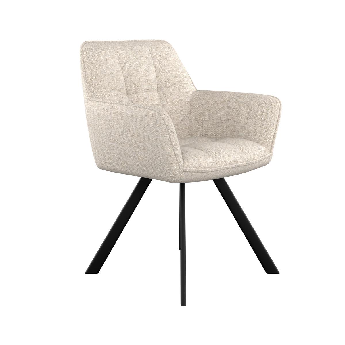 Armlehnstuhl Romy Giga-S Creme/Schwarz gepolstert - Creme/Schwarz, MODERN, Textil/Metall (63/84,5/62cm)