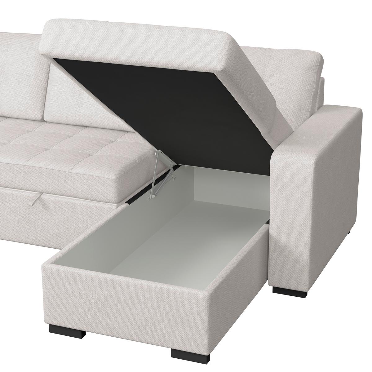 Sedačka TURIN, obojstranná, slonovinová tk. CROWN - slonovinová, Trend, kov/drevo (239/160cm)