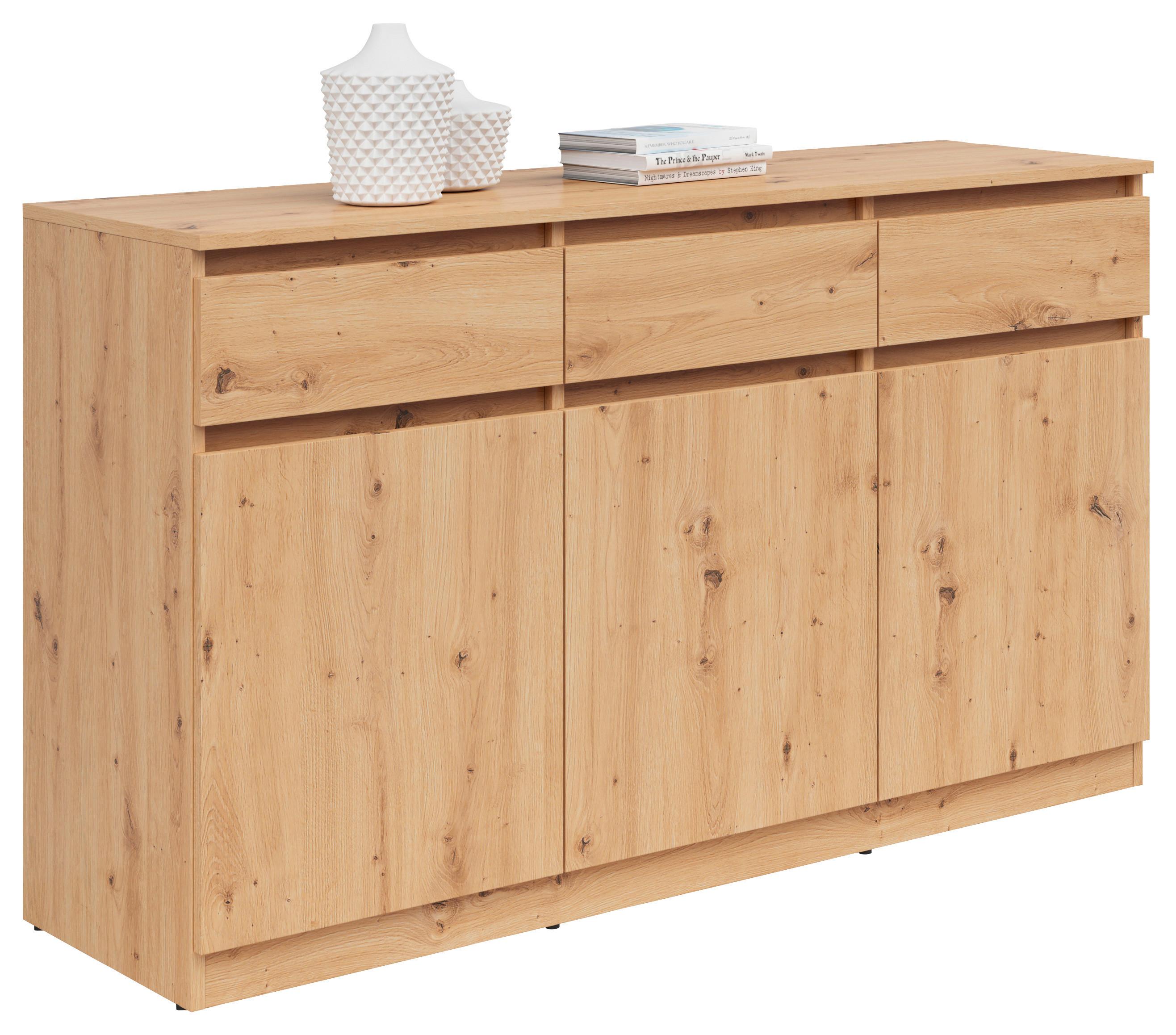 KOMODA SATURN - dub artisan, Konventionell, kompozitné drevo (135/81/42cm)