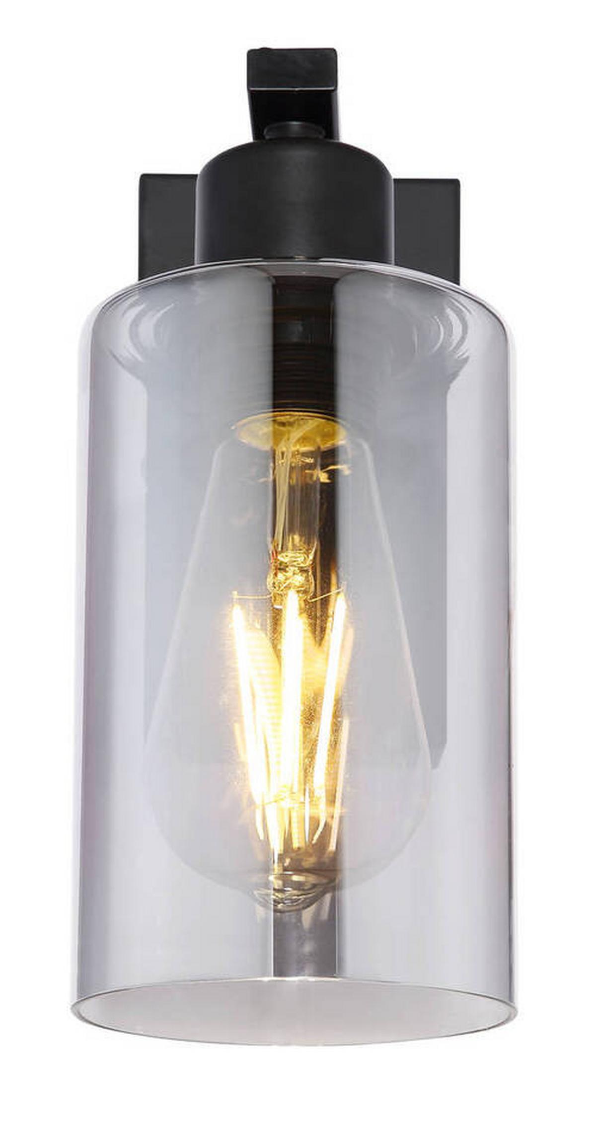 Wandleuchte 1-Flammig Grau/Schwarz - Schwarz/Grau, Design, Glas/Metall (10/15/23cm) - Globo