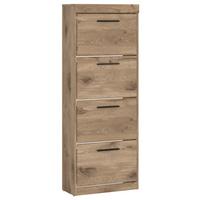 Schuhschrank Grano Eichefarben B: 53,9 Cm - Eichefarben/Schwarz, Trend, Holzwerkstoff (53,9/149,7/30,4cm)