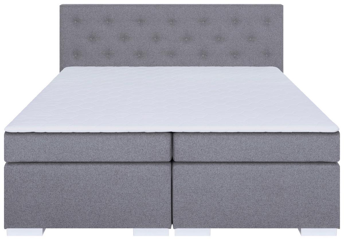 Boxspringbett mit Topper 180x200 Korfu - Chromfarben/Hellgrau, MODERN, Holzwerkstoff/Textil (180/200cm) - MID.YOU