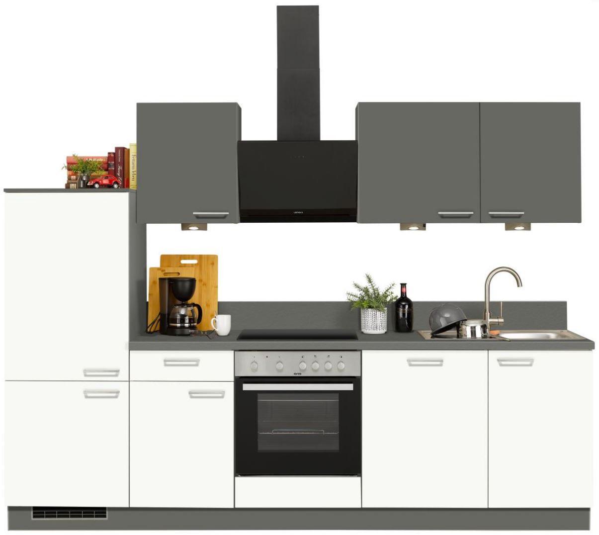 Küchenblock Win/Plan B: 280 cm Anthrazit/Weiß - Basics, Holzwerkstoff (280cm) - Express