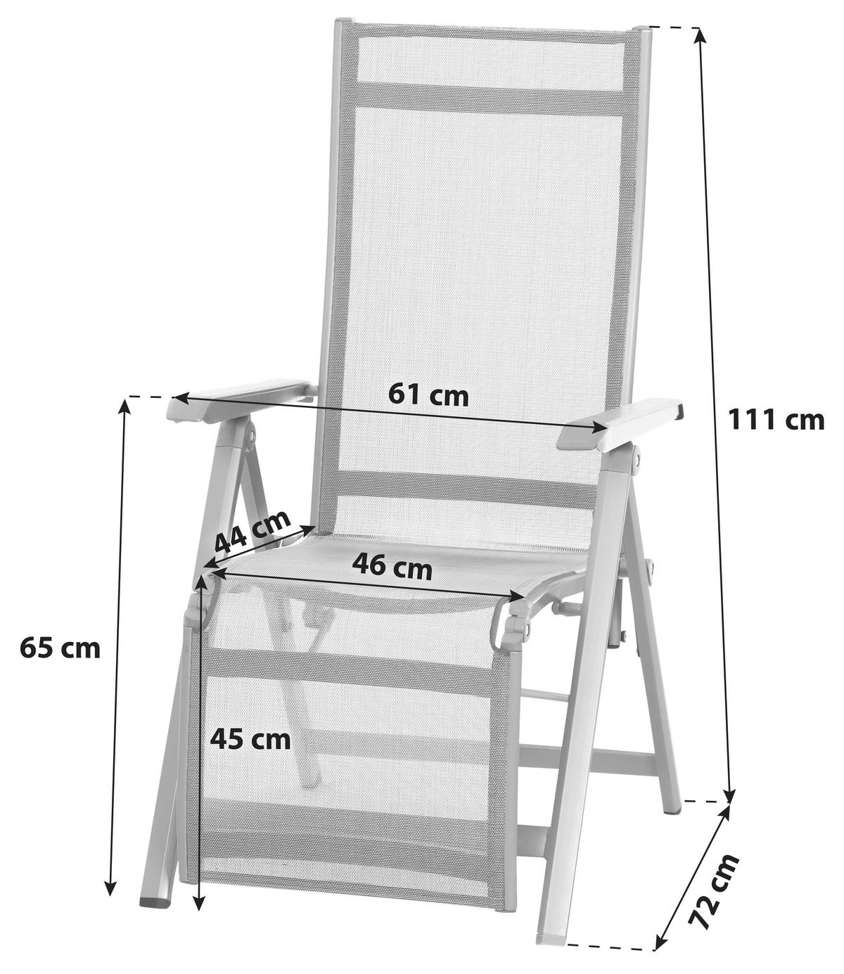 Gartensessel Klappbar Tesoro Metall/textil - Anthrazit/Schwarz, KONVENTIONELL, Kunststoff/Textil (61/111/72cm) - Siena Garden