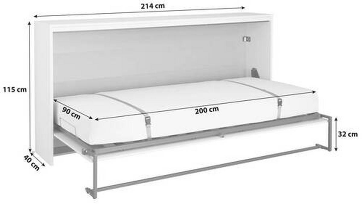 Schrankbett M. Lattenrost 90x200 Cm Albero Grau/weiß - Dunkelgrau/Weiß, Design, Holz/Holzwerkstoff (90/200cm) - Rauch Möbel
