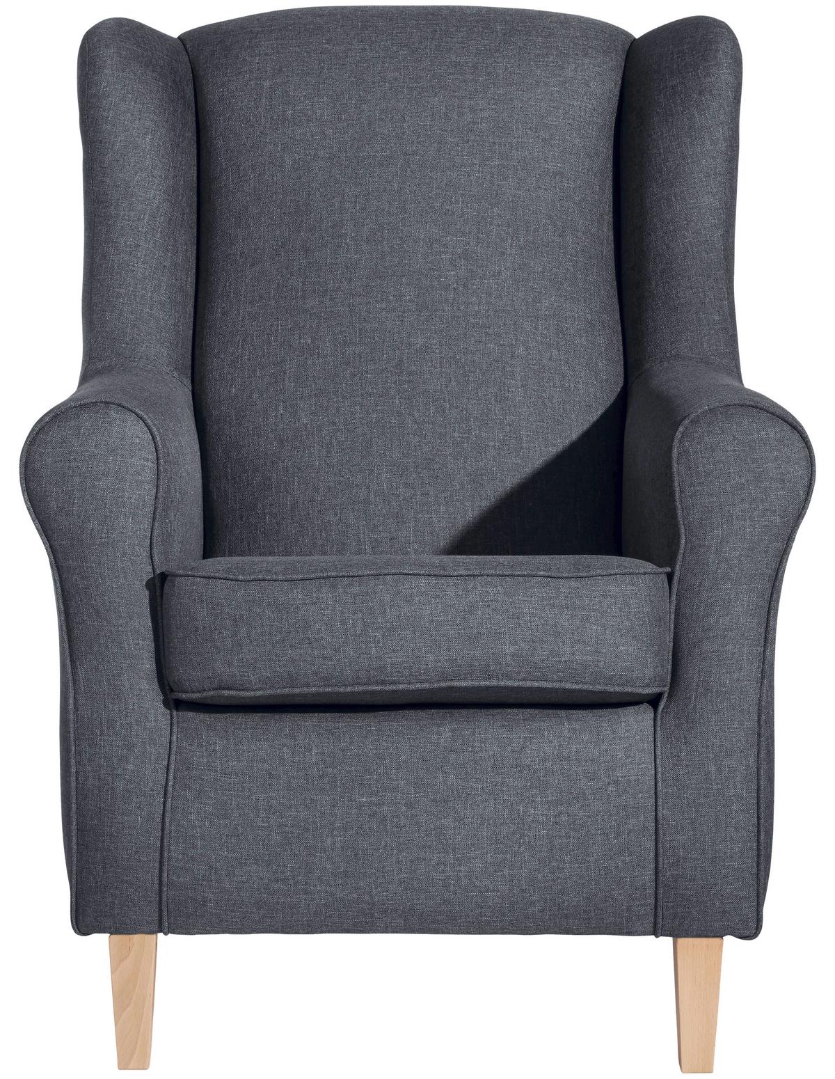 Ohrensessel Lorris - Buchefarben/Blaugrau, Design, Textil (77/103/86cm) - Max Winzer