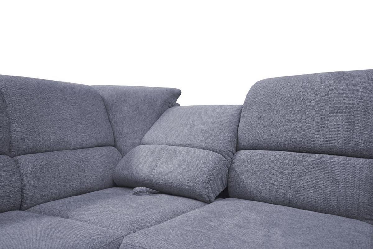 Sedačka MARSYLIA, pravá, modrosivá - čierna/strieborná, Design, kov/drevo (270/216cm) - MID.YOU