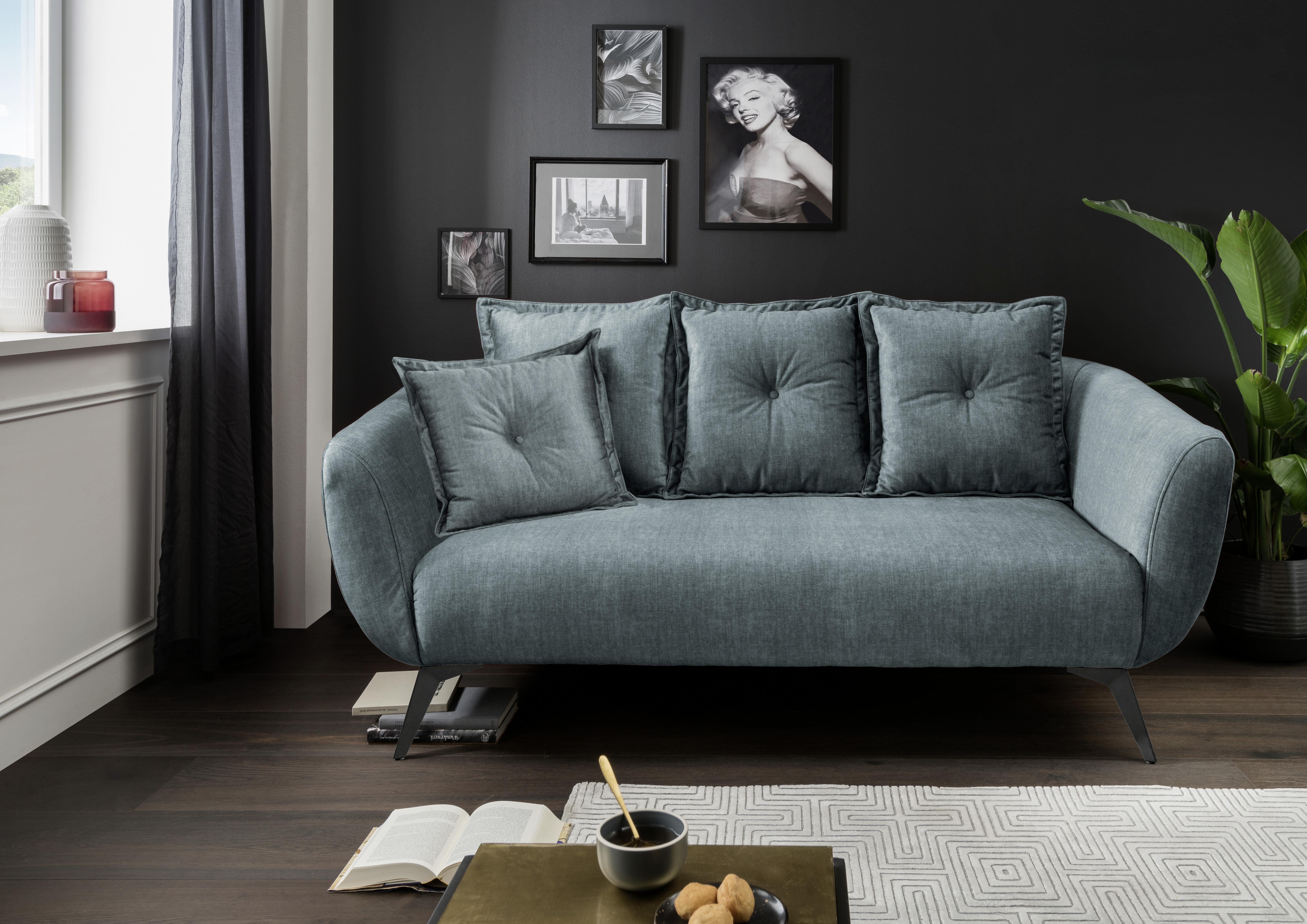 2,5-Sitzer-Sofa Baggio mit Kissen Koralle - Blau/Schwarz, MODERN, Holz/Textil (196/94/103cm) - Livetastic
