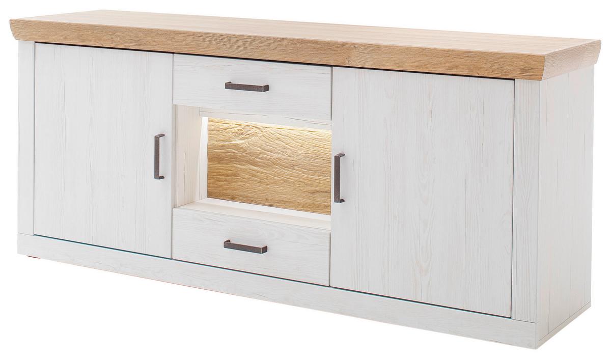 Sideboard B: 181 cm Madrid Eiche-/Pinienfarben - Eichefarben/Schwarz, Design, Holzwerkstoff (181/78/47cm) - MID.YOU