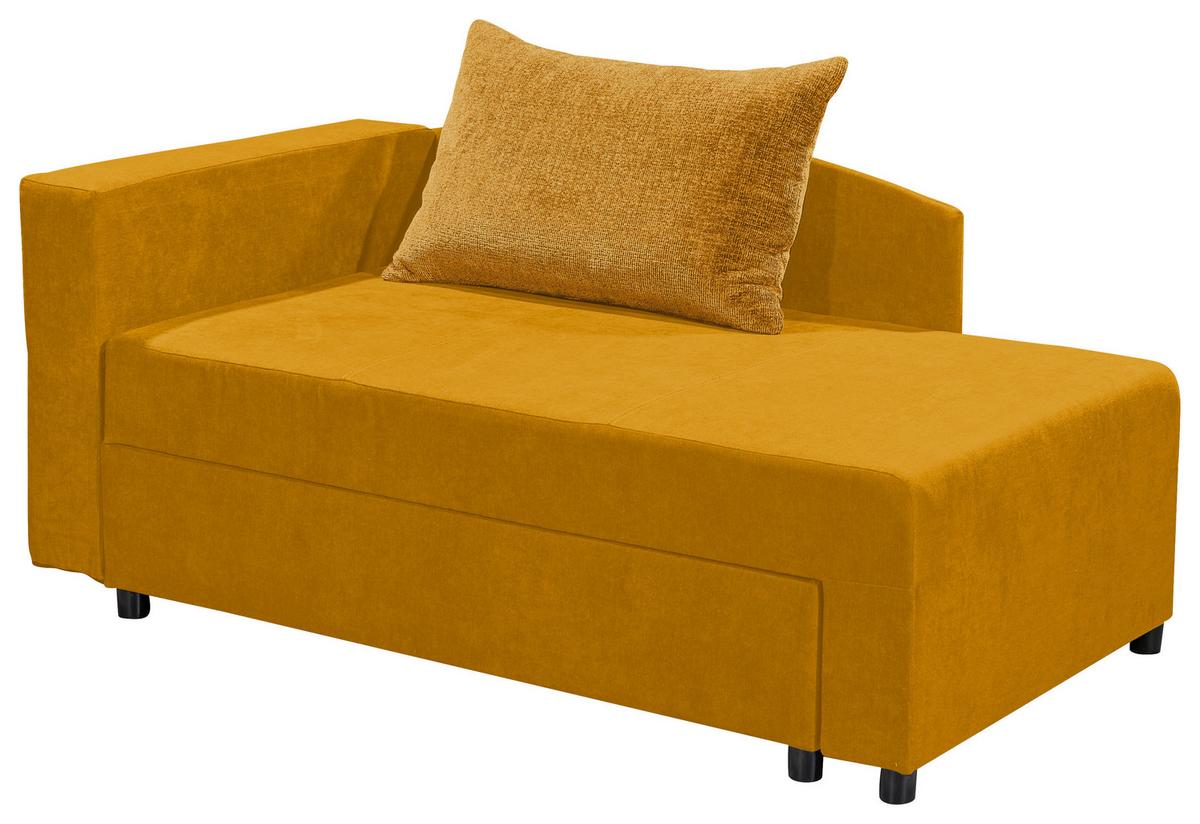 Recamiere Taner Gelb L: 156 Cm Mit Schlaffunktion - Gelb/Schwarz, Basics, Textil (156/63/83cm) - P & B