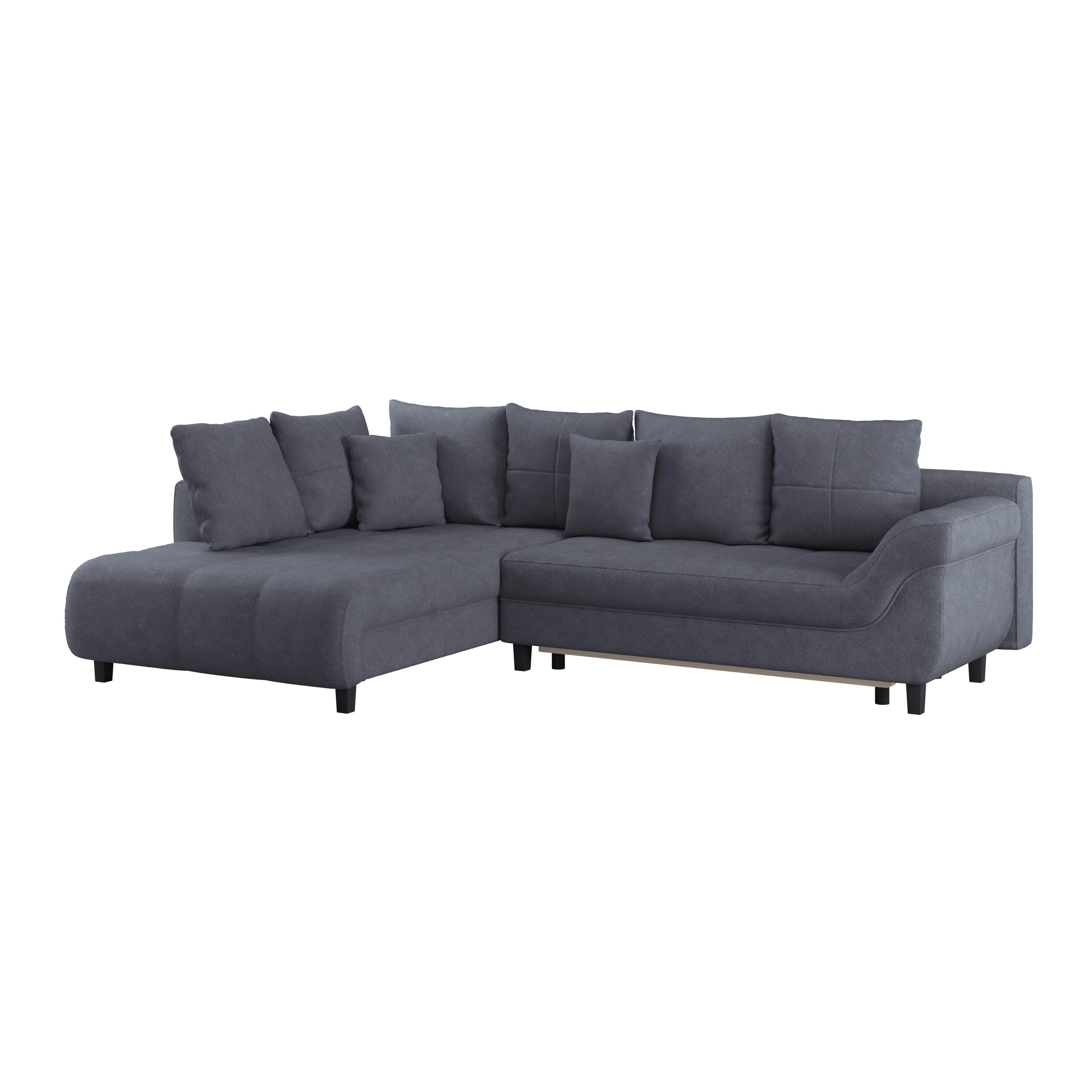 Ecksofa Mendoza - Anthrazit/Schwarz, Design, Textil (197/309cm) - Ondega