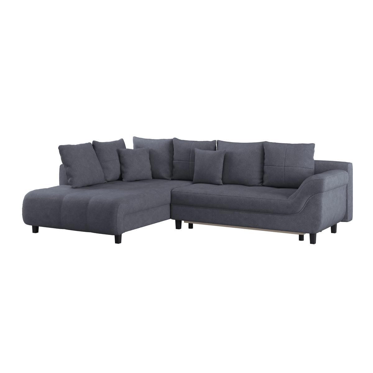 Ecksofa Mendoza - Anthrazit/Schwarz, Design, Textil (197/309cm) - Ondega