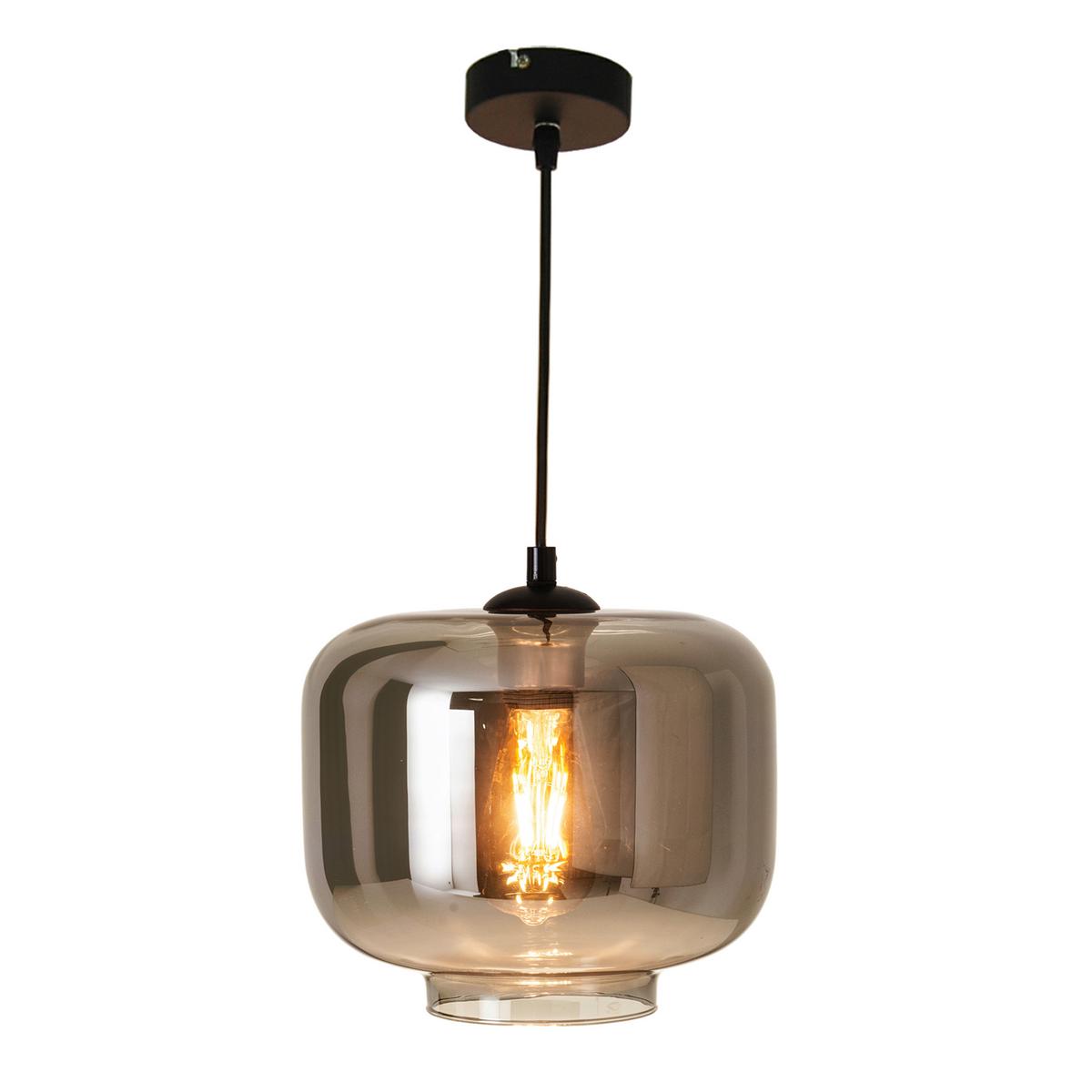 Hängeleuchte Vaso H: 156 cm 1-Flammig Pendelleuchte - Anthrazit/Schwarz, Design, Glas/Metall (25/121cm) - Näve