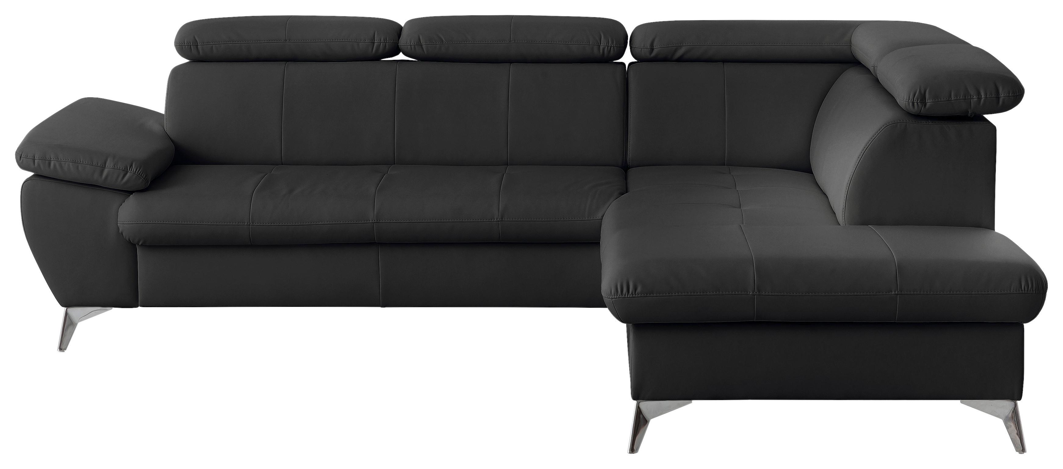 Ecksofa Mit Schlaffunktion Und Bettkasten Gisele Schwarz - Chromfarben/Schwarz, KONVENTIONELL, Textil (256/209cm) - Livetastic