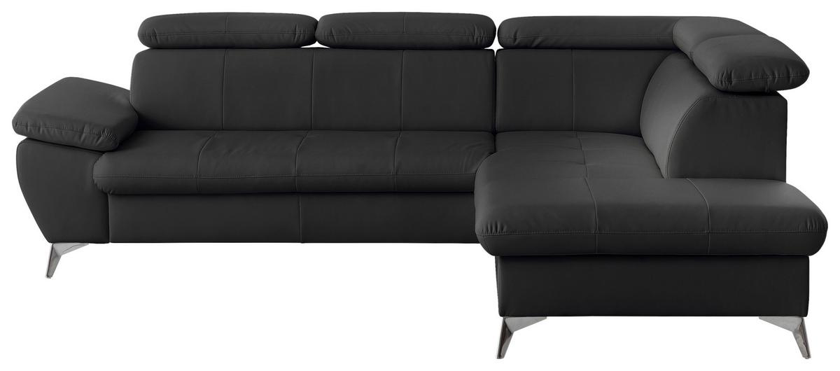 Ecksofa Mit Schlaffunktion Und Bettkasten Gisele Schwarz - Chromfarben/Schwarz, KONVENTIONELL, Textil (256/209cm) - Livetastic