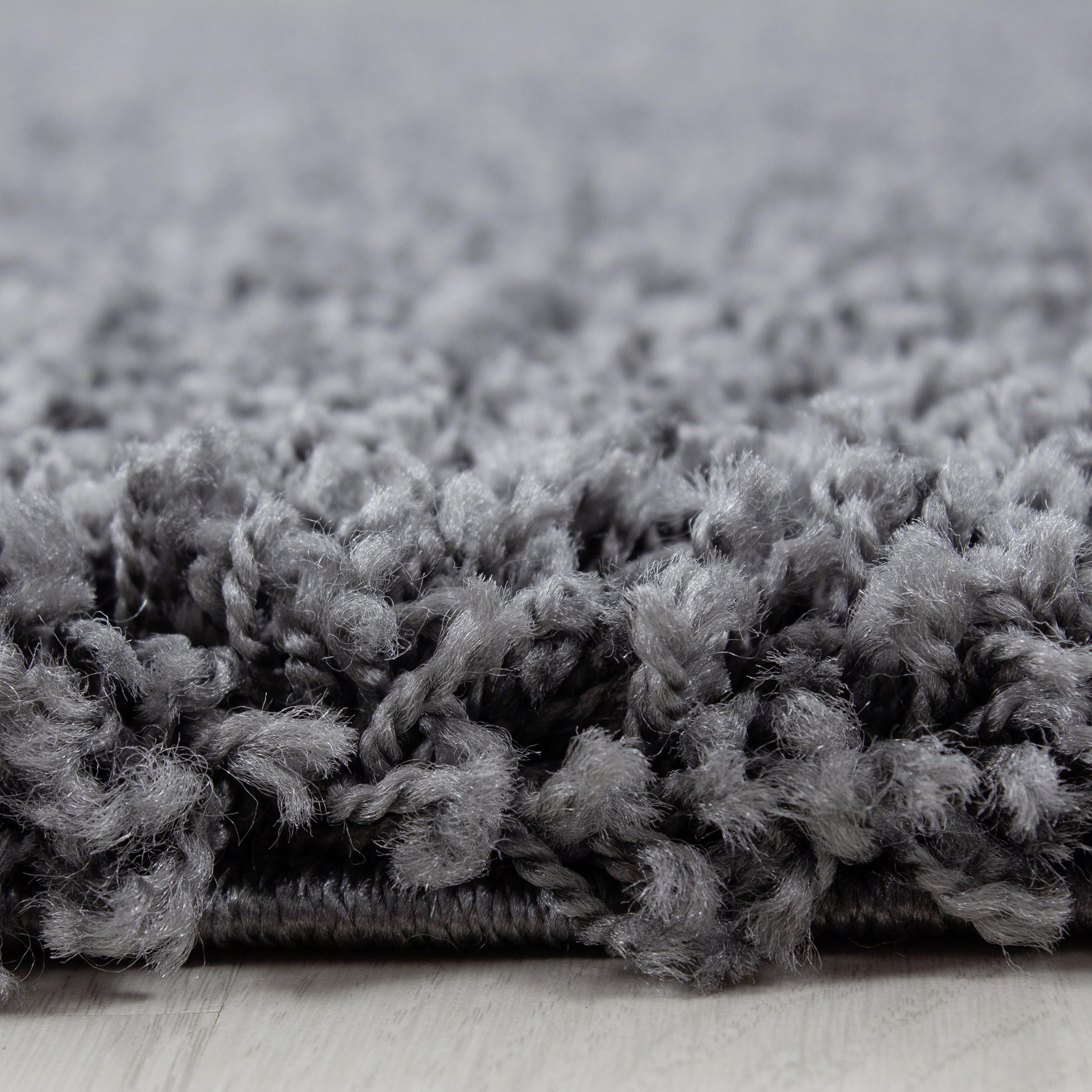 Hochflor Teppich Grau Life Rund Ø 80 cm - Grau, KONVENTIONELL, Textil (80cm) - Novel