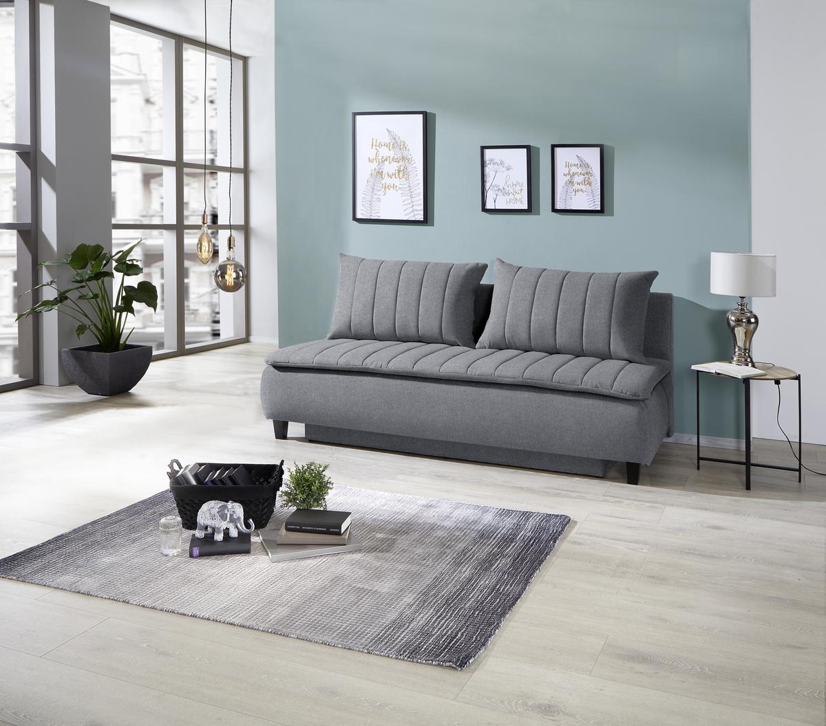 Boxspring pohovka na spanie Marino, tmavosivá - čierna/tmavosivá, Modern, drevo/textil (208/102/96cm) - Luca Bessoni
