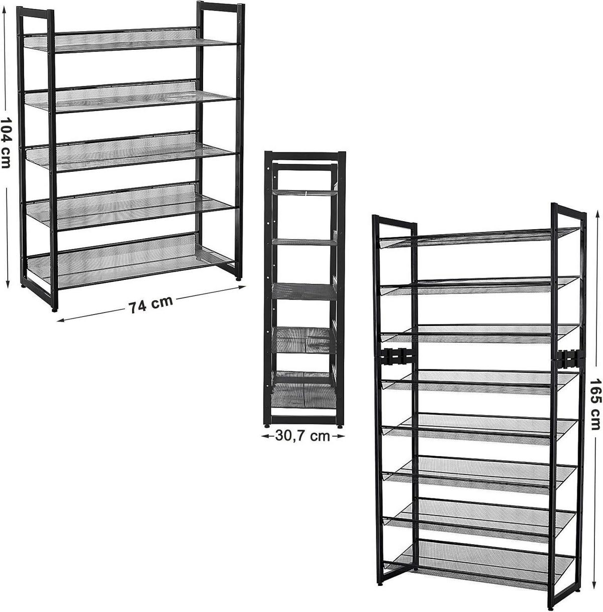 REGÁL NA BOTY DAN 1 - černá, Trend, kov (74/104/30.7cm) - Boxxx
