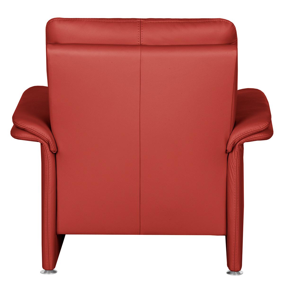 Sessel Comodo Echtleder Rot B: 93 cm - Silberfarben/Rot, Design, Leder (93/90/88cm) - Livetastic