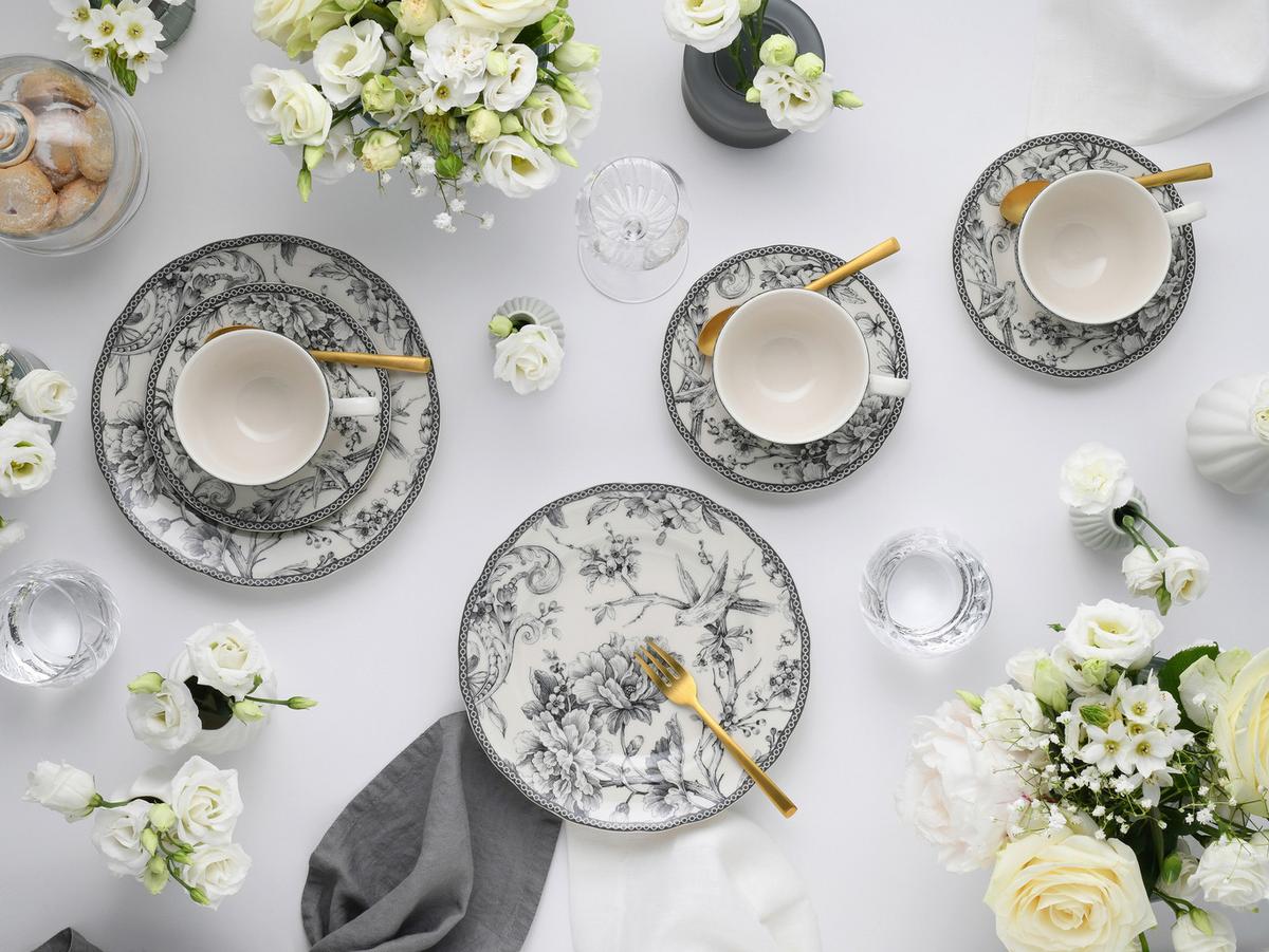 KAFFEESERVICE Grau, Weiß, 12--Teilig. - Weiß/Grau, Basics, Keramik - Creatable