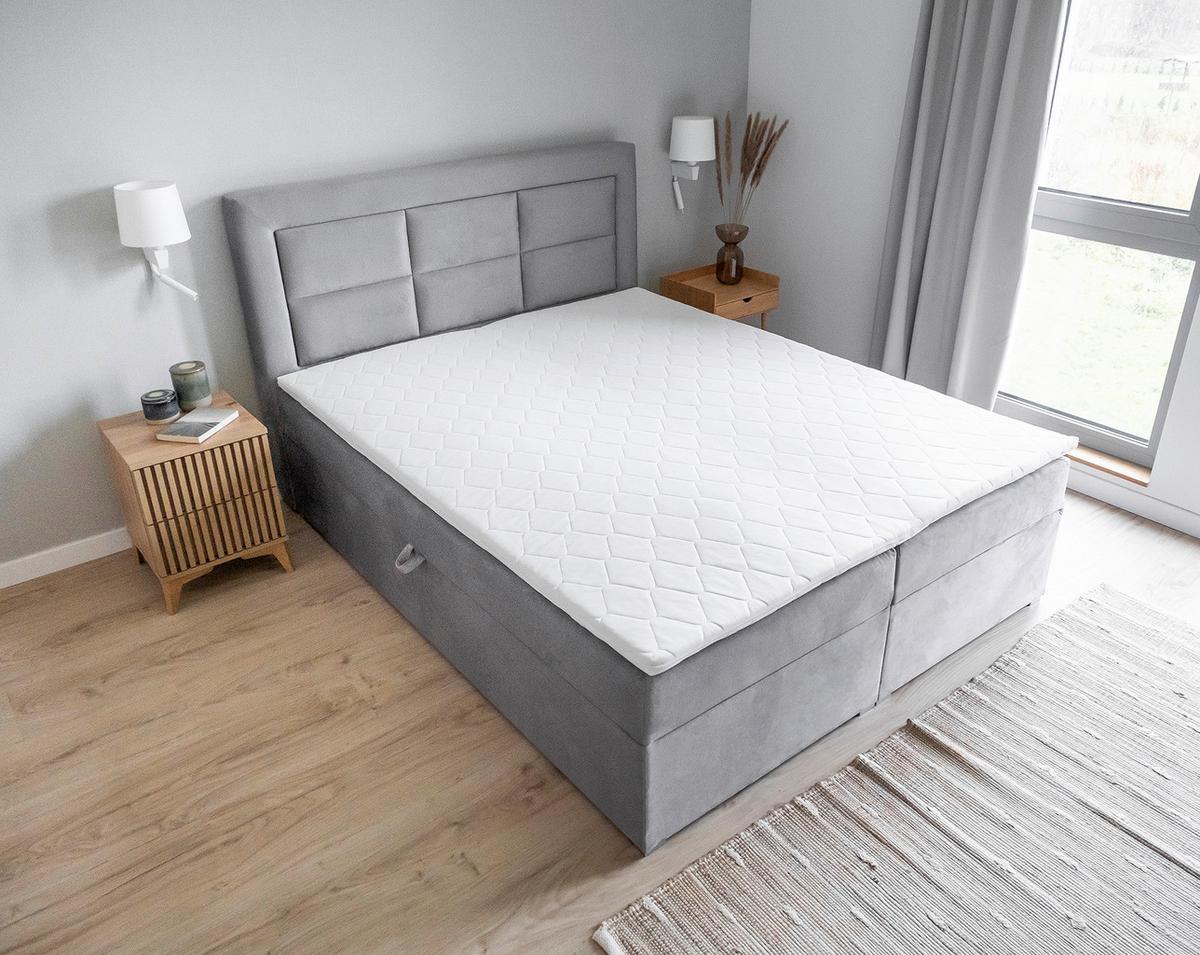 Boxbett Vivre Hellgrau Lf: 180x200 cm - Silberfarben/Hellgrau, MODERN, Holz/Textil (180/200cm) - MID.YOU
