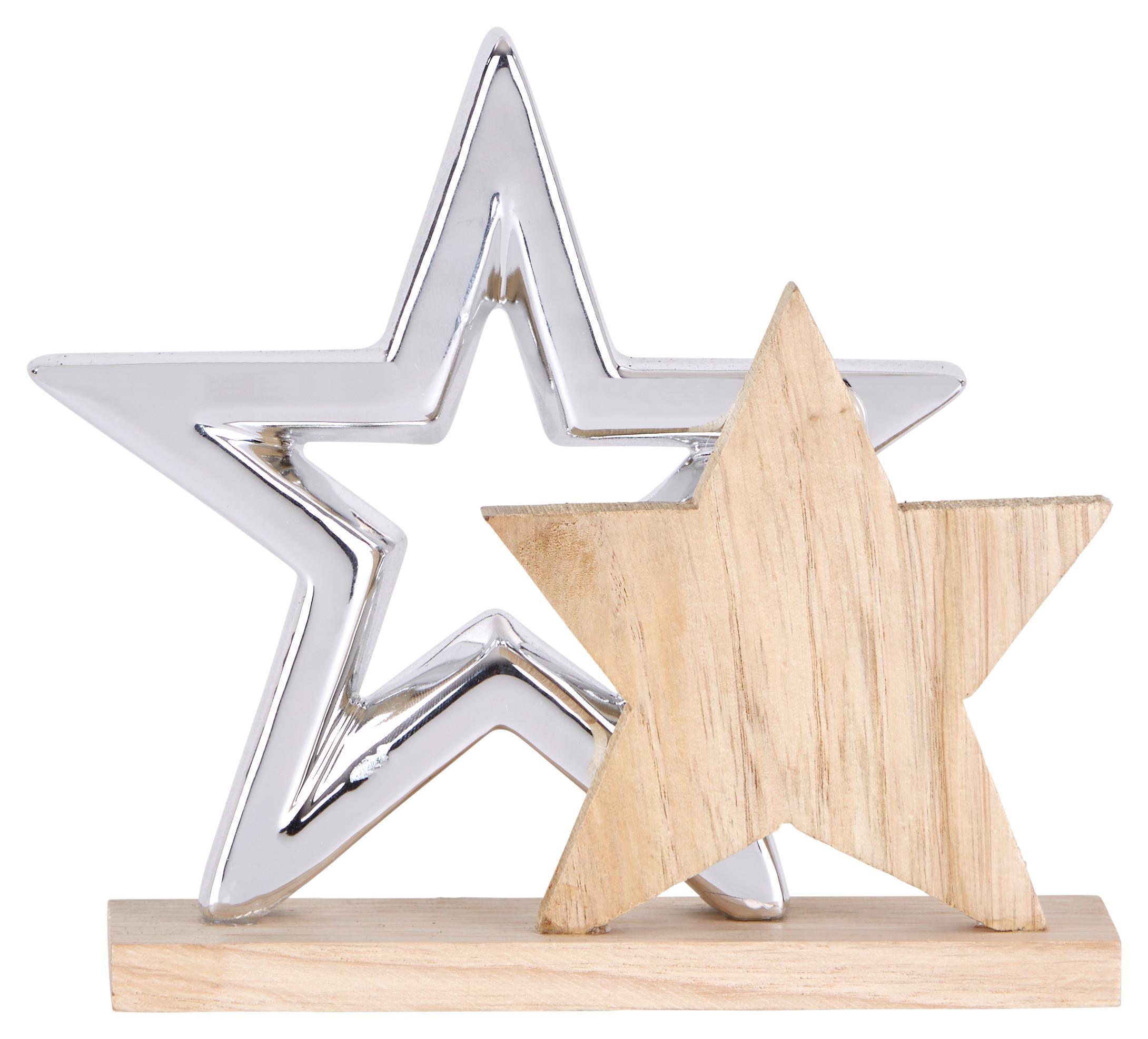 Dekostern Riana - Silberfarben/Naturfarben, Basics, Holz/Keramik (14/14/14cm) - Ondega