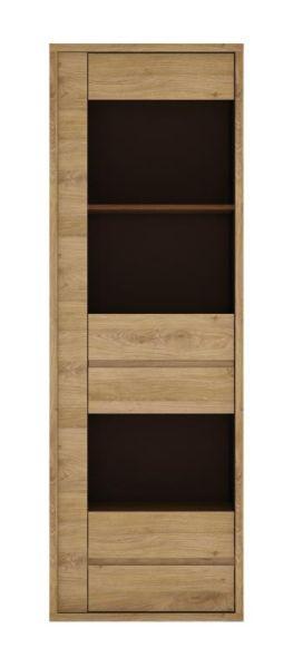 Vitrine Shetland Eichefarben/Grau B: 66 cm - Eichefarben/Schwarz, MODERN, Glas/Holzwerkstoff (66/197/40cm)