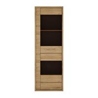 Vitrine Shetland Eichefarben/Grau B: 66 cm - Eichefarben/Schwarz, MODERN, Glas/Holzwerkstoff (66/197/40cm)
