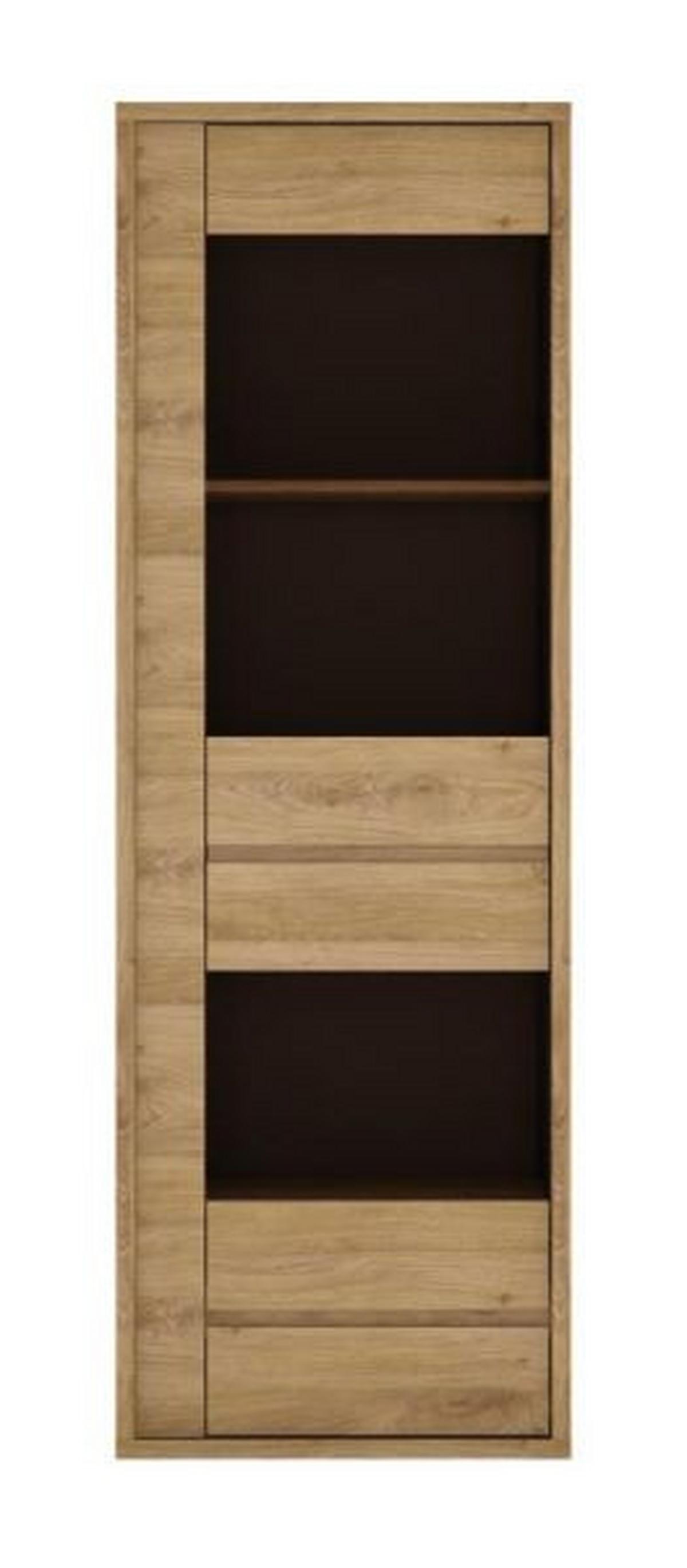Vitrine Shetland Eichefarben/Grau B: 66 cm - Eichefarben/Schwarz, MODERN, Glas/Holzwerkstoff (66/197/40cm)