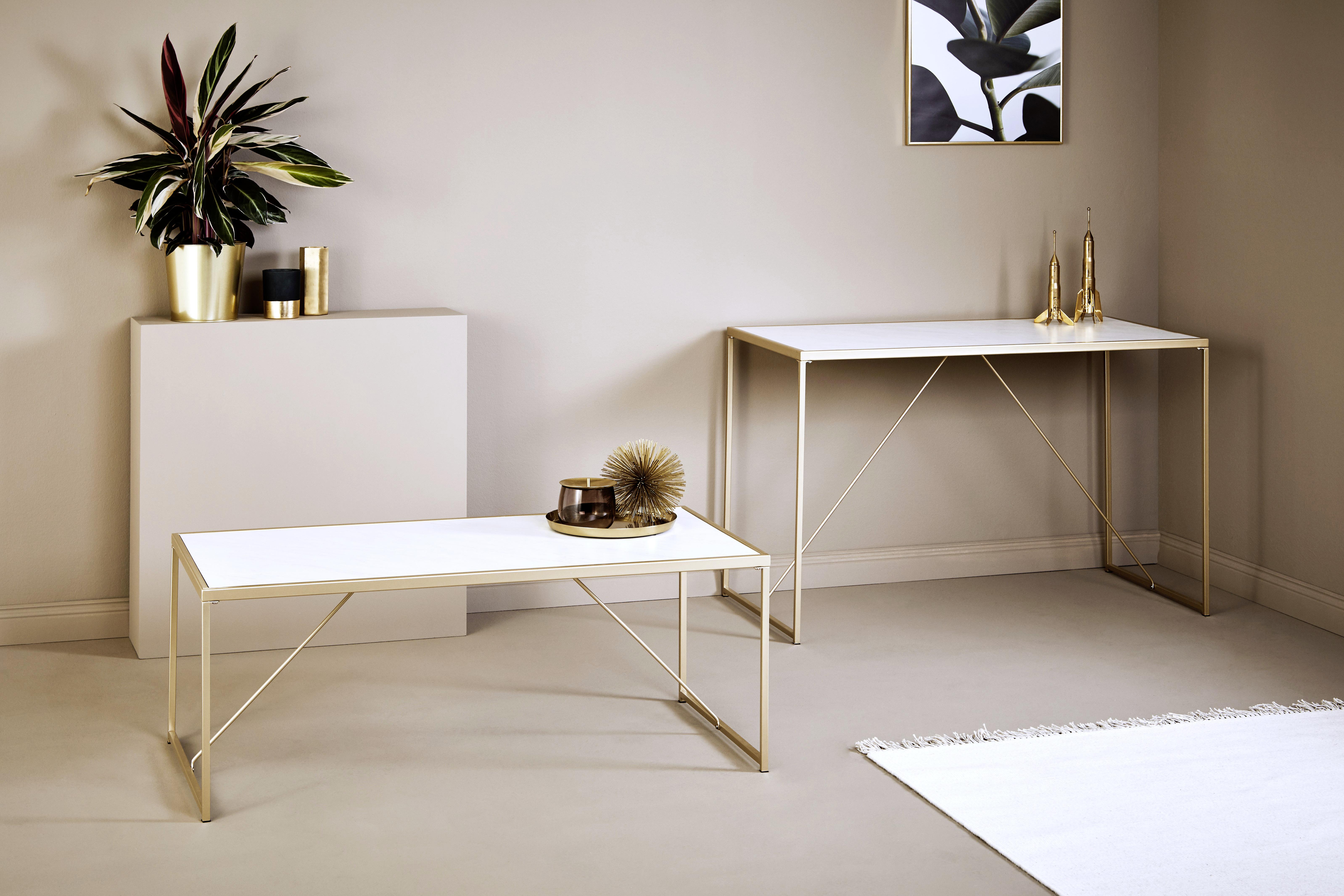 Couchtisch Glam Coffee - Goldfarben/Weiß, KONVENTIONELL, Holzwerkstoff/Metall (120/60/44cm) - Livetastic