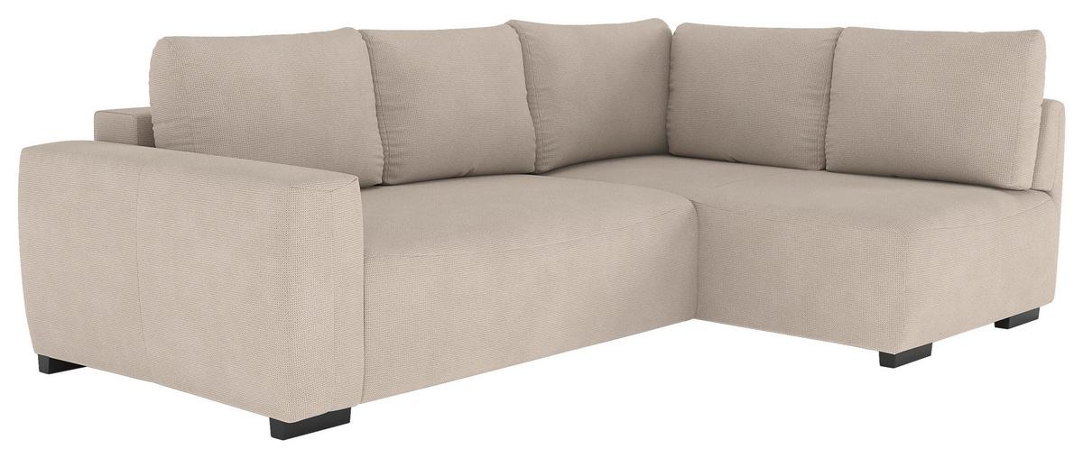 Ecksofa mit Bettfunktion Giro Mikrofaser natur, B: 252cm - Schwarz/Naturfarben, Trend, Textil (252/170cm) - MID.YOU