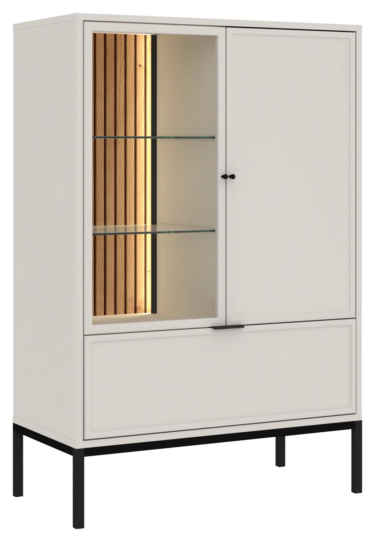 Vitrine Deco Schwarz/Kaschmir B: 76cm - Kaschmir/Schwarz, Design, Glas/Holzwerkstoff (76/115,5/40cm) - MID.YOU