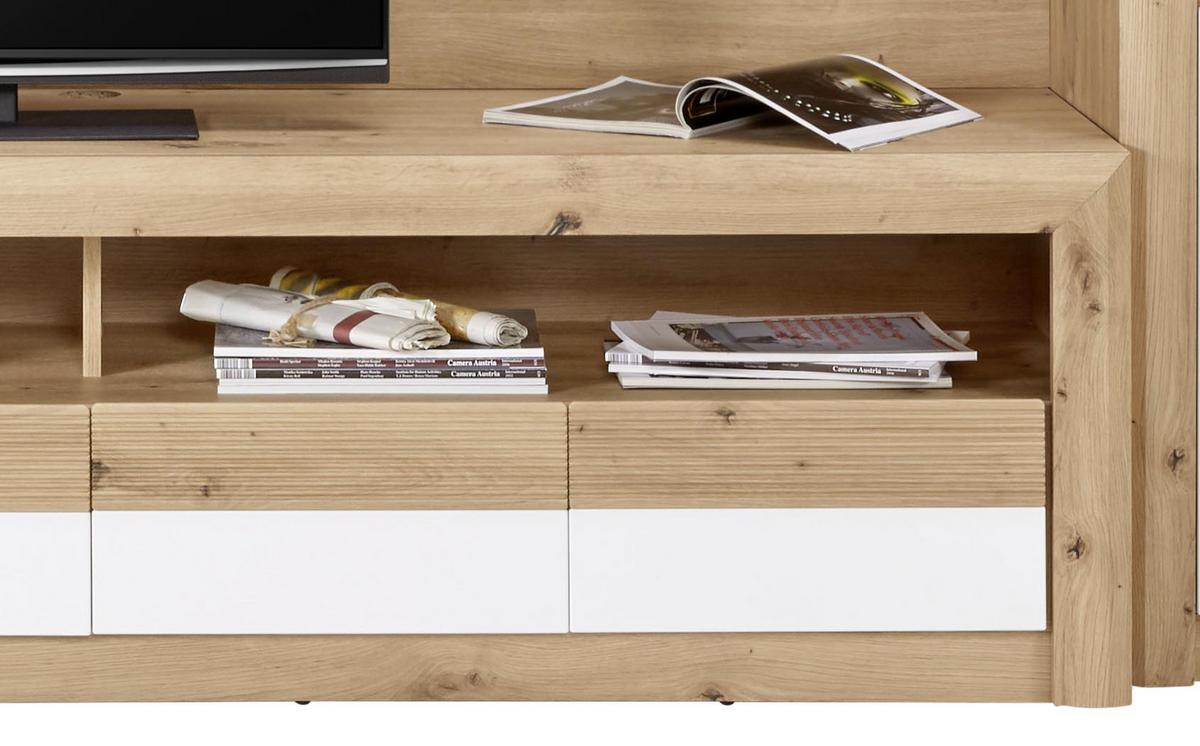 Wohnkombination 5 -teilig. Mit Led Kashmir New 5 Eiche Dekor/weiß - Eichefarben/Weiß, MODERN, Holzwerkstoff (285/192/49cm) - James Wood
