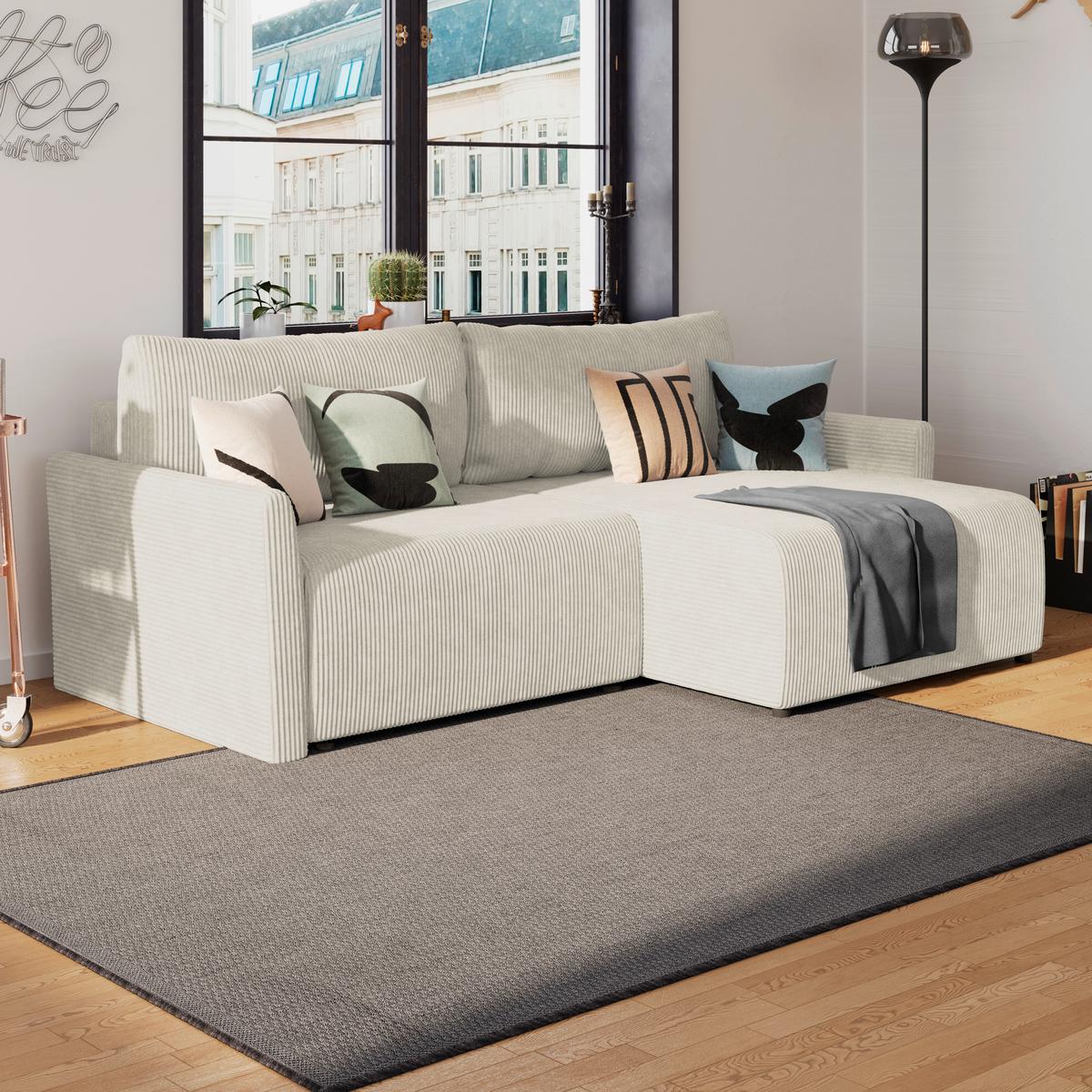 Ecksofa Mit Schlaffunktion Sonos, Beige 228x146 Cm - Ecru/Beige, MODERN, Textil (228/146cm)